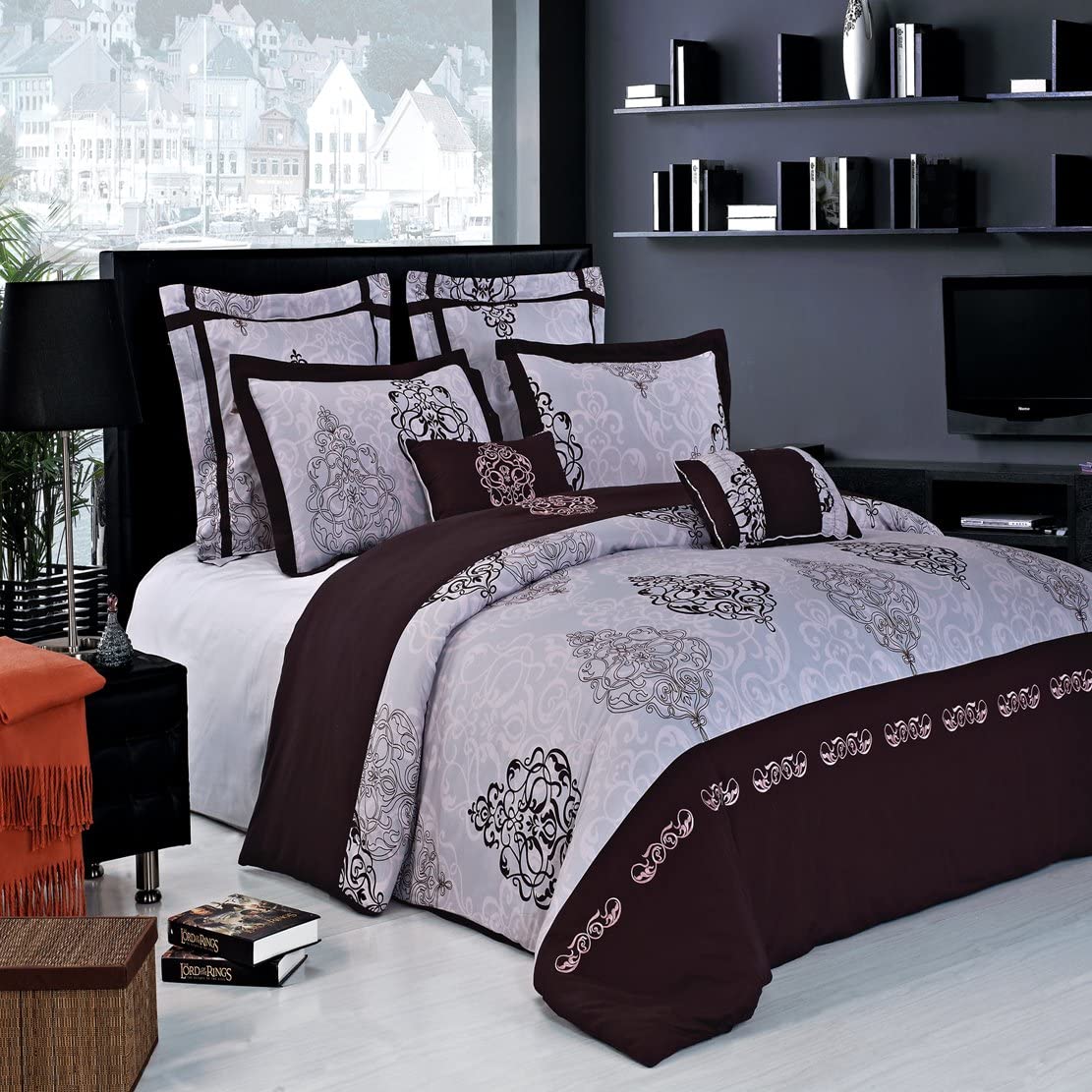 Royal Hotel Luxury 8-Piece Full/Queen Gizelle Comforter Set with Down-Alternative Comforter - Ultra Soft Bedding for Master Bedroom, Guest Room & Vacation Homes