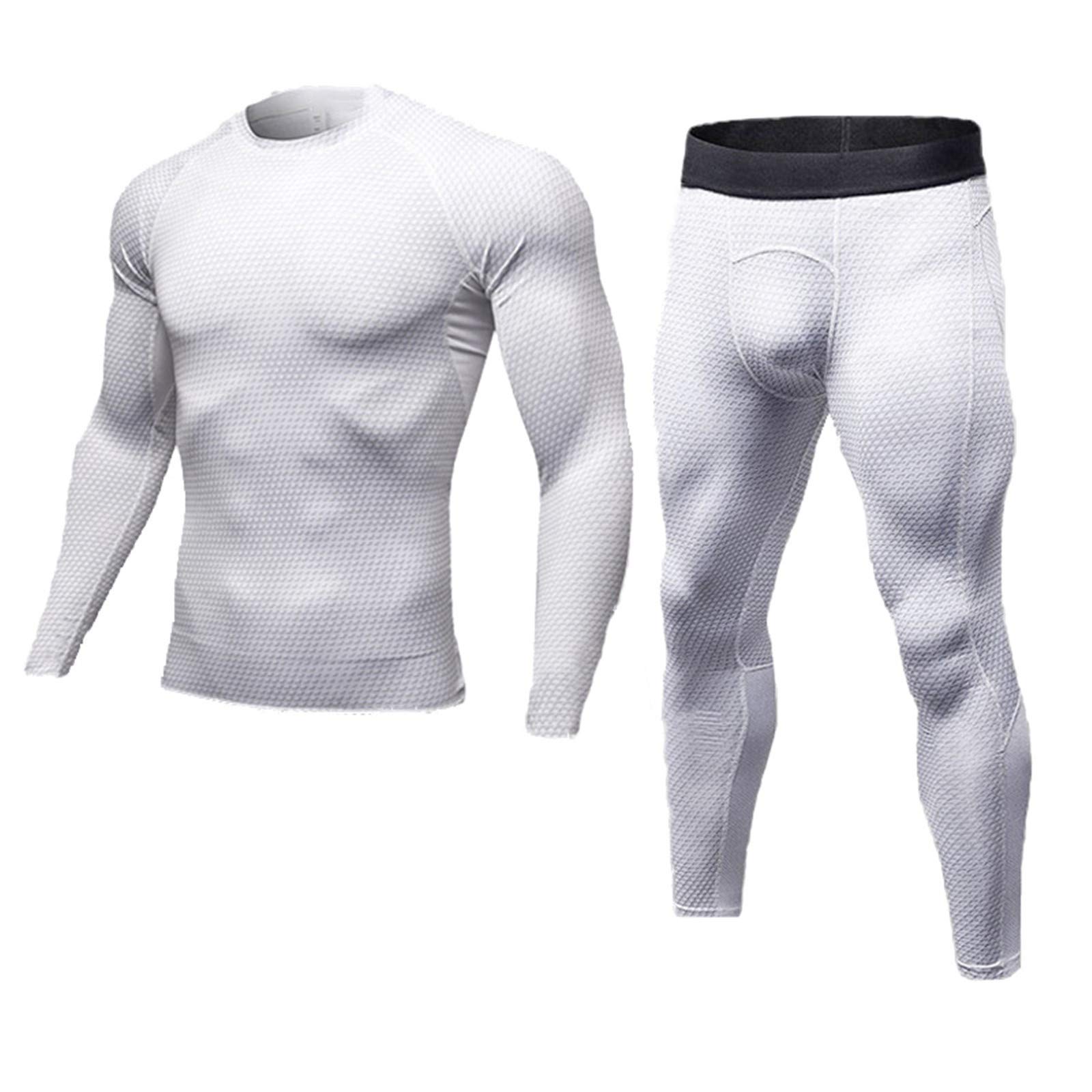 Men's Thermal Underwear Set - Winter Long Johns 2-Piece Compression Base Layer (Shirt & Pants) for Cold Weather, Outdoor Activities & Layering