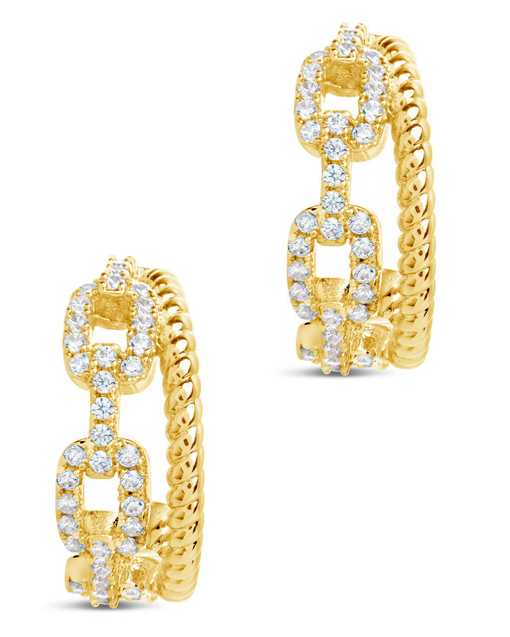 CZ Chain Link Hoop Earrings for Women - Gold Rope Design Dangle Earrings | Trendy Fashion Jewelry for Party, Date Night & Everyday Wear