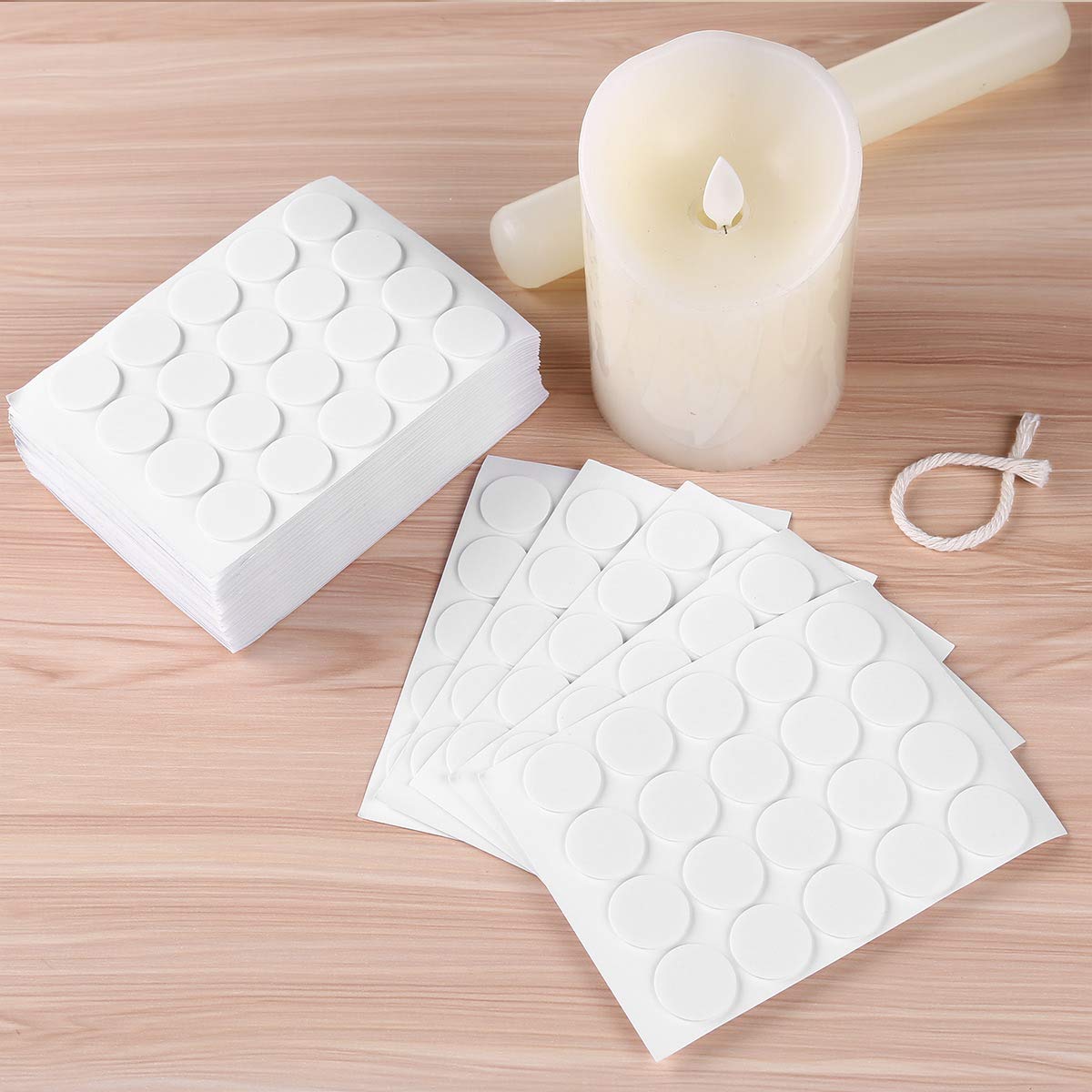 Heat-Resistant Double-Sided Candle Wick Stickers 1000Pcs (20mm) - DIY Candle Making Supplies for Wax Adhesion - Perfect for Handmade Soy, Beeswax & Paraffin Candles at Home