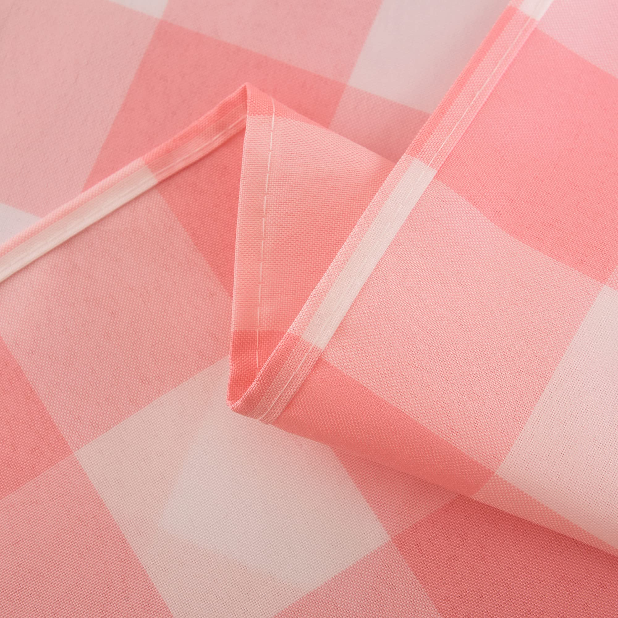 2 Pack Waterproof Polyester Checkered Tablecloth 60x84 Inch - Oil & Stain Resistant Rectangular Table Cover for Outdoor Picnics, Parties, BBQs, and Dining (Pink & White) | Perfect for Patio, Garden, and Indoor Decor