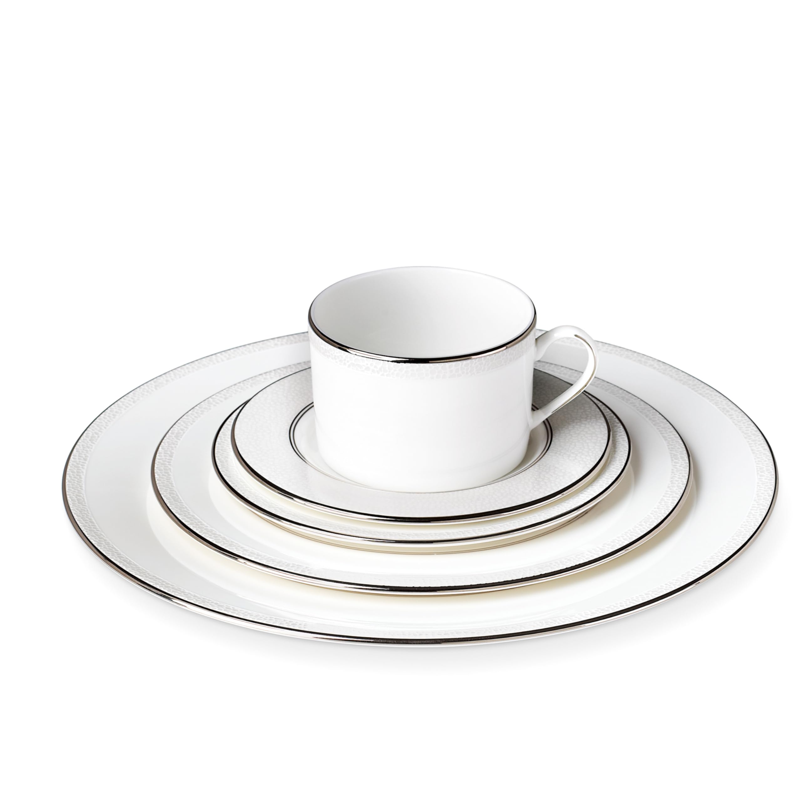 Kate Spade New York Cypress Point 5-Piece Dinnerware Set - Elegant White Porcelain Plates, Bowls & Cups for Formal Dining & Entertaining