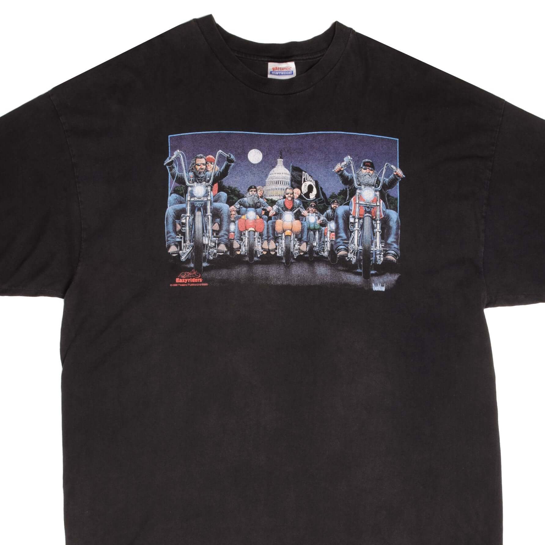 Vintage Biker Easy Riders POW MIA Graphic Tee Shirt - 1999 Retro Motorcycle T-Shirt - Size 2XL - Perfect for Biker Rallies, Motorcycle Events & Casual Wear