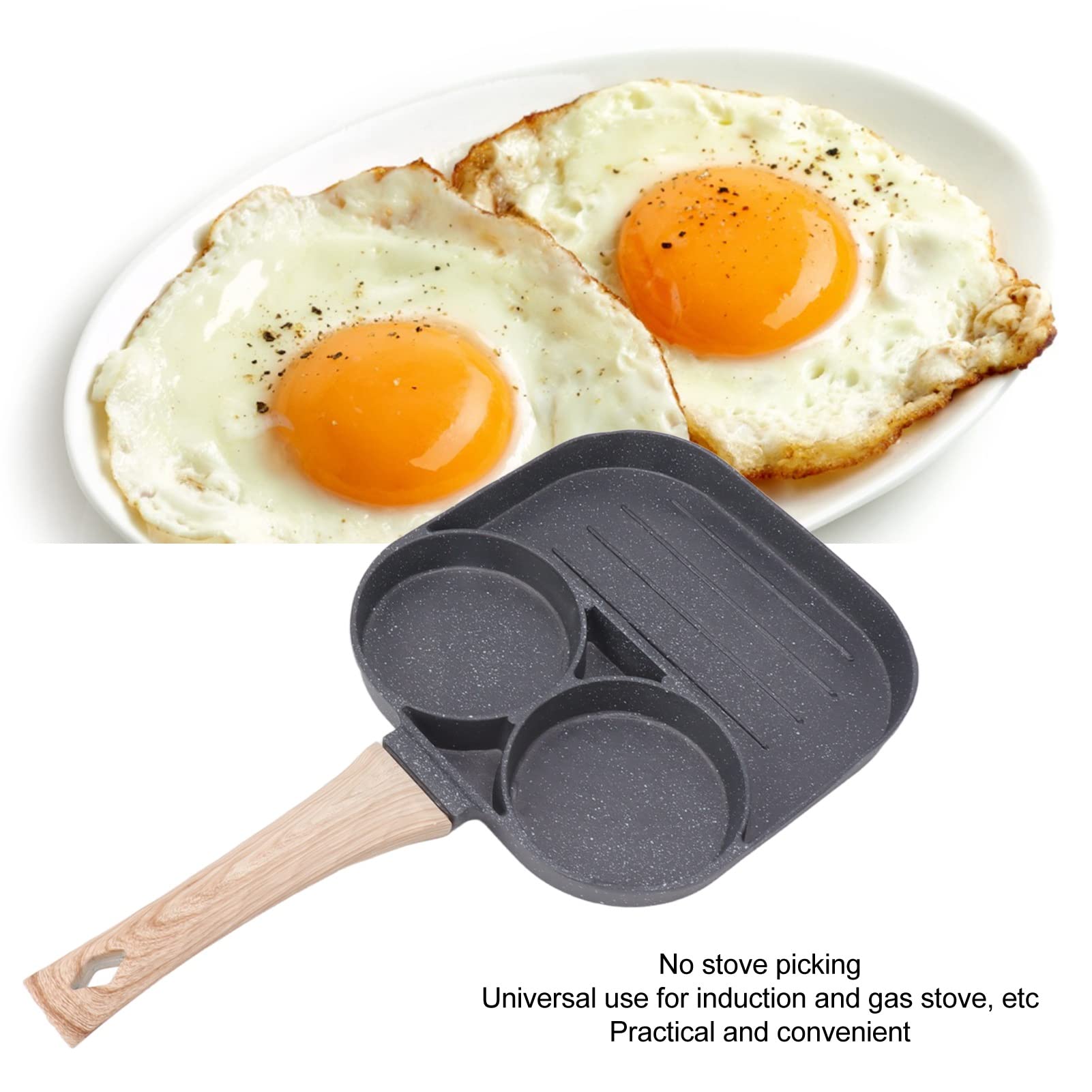 Nonstick Egg Frying Pan - 2 Cup Aluminum Omelette & Pancake Pan for Gas & Induction Stoves - Perfect for Breakfast Eggs, Sandwiches & Quick Meals