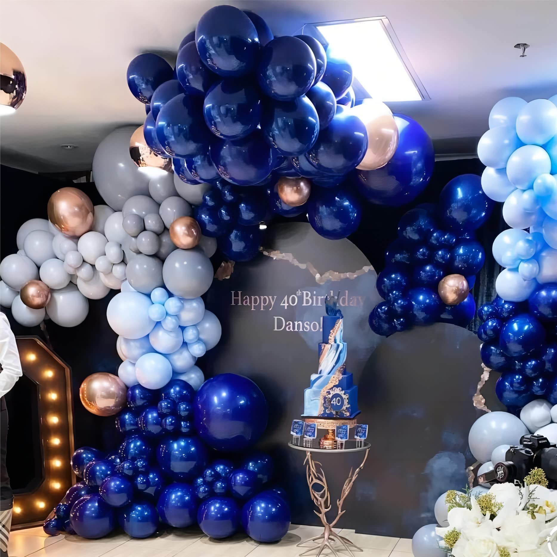 50pcs Chrome Metallic Blue Balloons, 12 Inch Double Stuffed Royal Blue Latex Balloons for Wedding, Graduation, Baby Shower Decorations - Includes 2 Blue Ribbons - Perfect for Party Backdrops, Ceiling Decor & Photo Booth Props