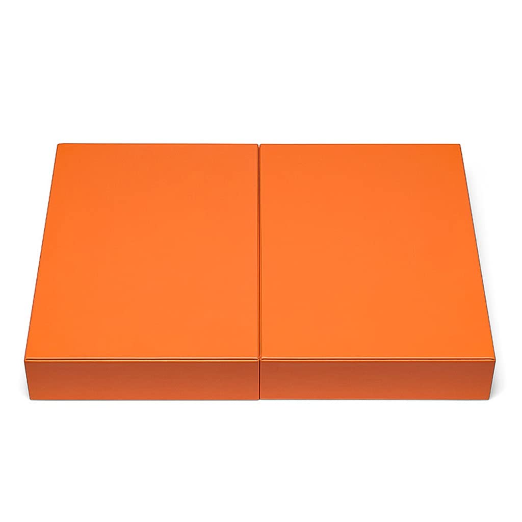 Creative Pull-Out & Folding Jewelry Storage Box - Watch, Ring, Earring & Necklace Organizer - Luxe PU Cosmetic Display Case (Bright Orange) - Perfect for Bedroom Vanity, Travel & Gift Giving