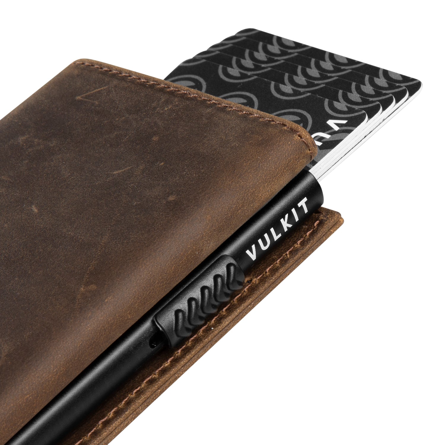 VC302P Genuine Crazy Horse Leather Tri-Fold Wallet with Side Slider Mechanism, Back Zipper Slot & Magnetic Closure - Perfect for Men's Everyday Carry, Business & Travel Use