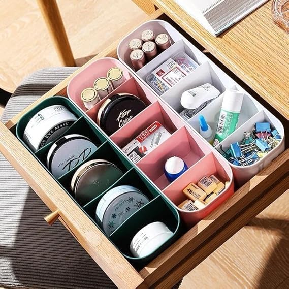 THE SR BRAND 4-Piece Multicolor Plastic Drawer Organizers for Underwear, Socks, Bras, Ties & Scarves - Space-Saving Closet Storage Dividers & Wardrobe Organizer Boxes - Perfect for Bedroom, Dresser & Travel Use