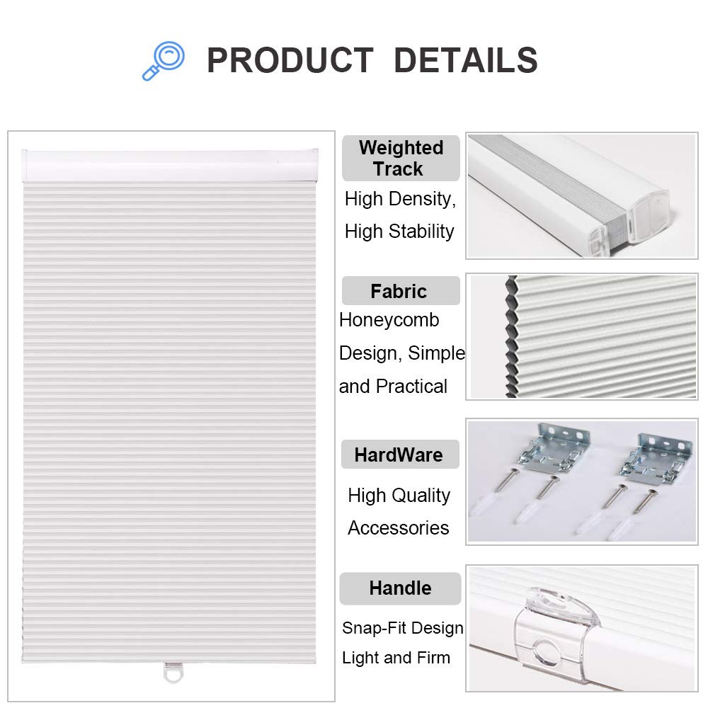 SUAKY Cordless Blackout Cellular Shades - Light Apricot Custom Bottom-Up Honeycomb Window Blinds for Home & Office | Energy Efficient Room Darkening Window Treatments for Bedroom & Living Room