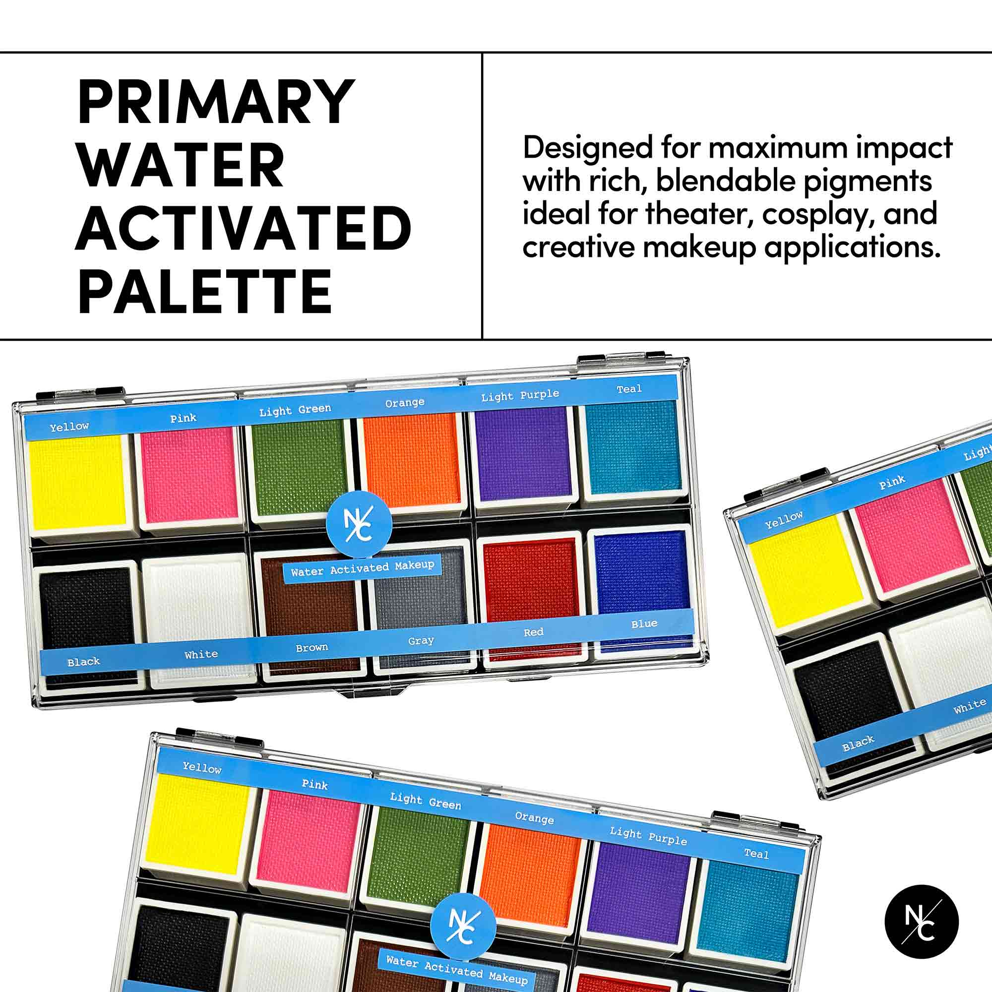 12-Color Water Activated Face & Body Paint Palette - Safe for Kids & Adults - Perfect for Halloween, Cosplay & Face Painting Parties