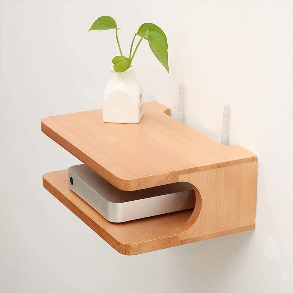 Floating TV Stand Shelf - Solid Wood Wall-Mounted Storage Console for Living Room | Organize Set-Top Box, Router & Decor | Modern Home Entertainment & Wall Decoration Solution