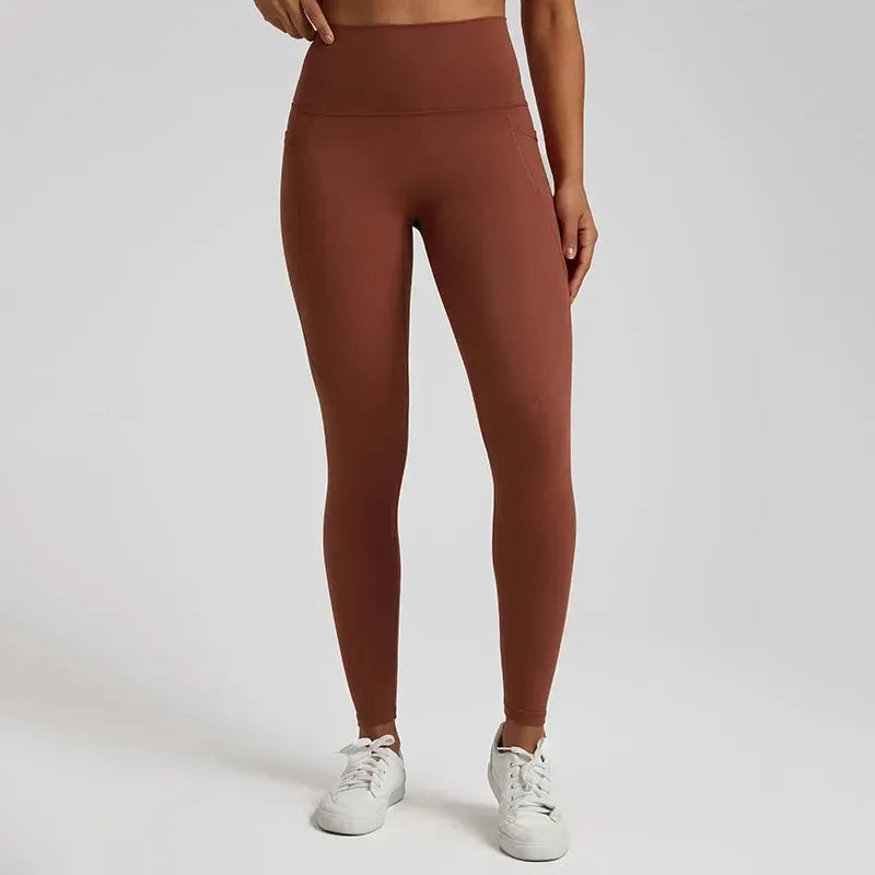 Seamless Nude Yoga Pants for Women - 3 Pocket High Waisted Gym Leggings with Push Up Effect | Perfect for Workouts, Running & Lounge Wear