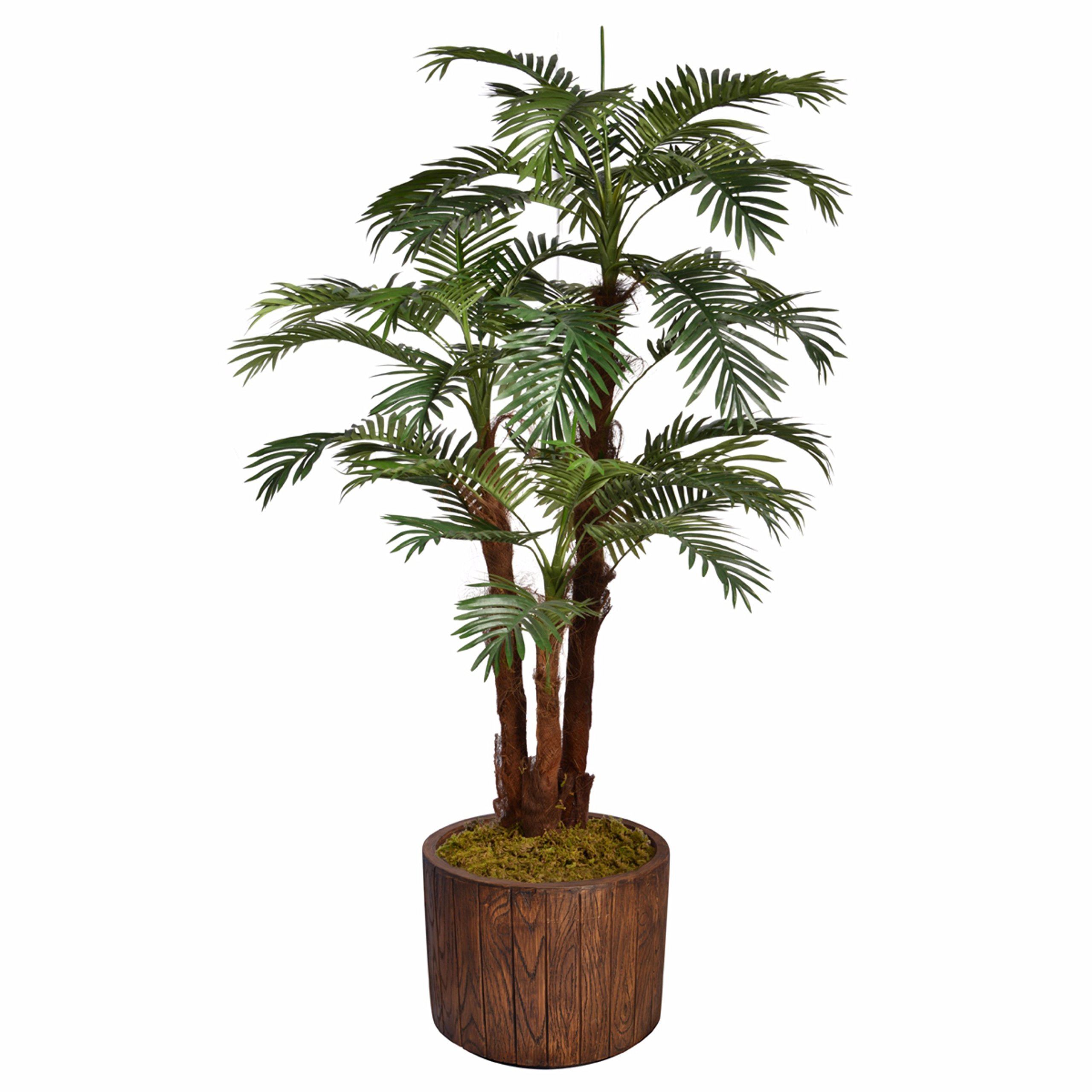 Vintage Green Emerald Artificial Faux Palm Tree with Fiberstone Planter - 71