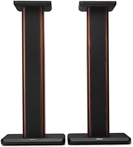 Edifier S2000MKIII Speaker Stands - 25.7 Inch Heavy Duty Floorstanding Speaker Stands with Wood Grain Finish for Home Theater & Studio (Pair, Brown) - Perfect for Surround Sound Systems & Audiophile Setups