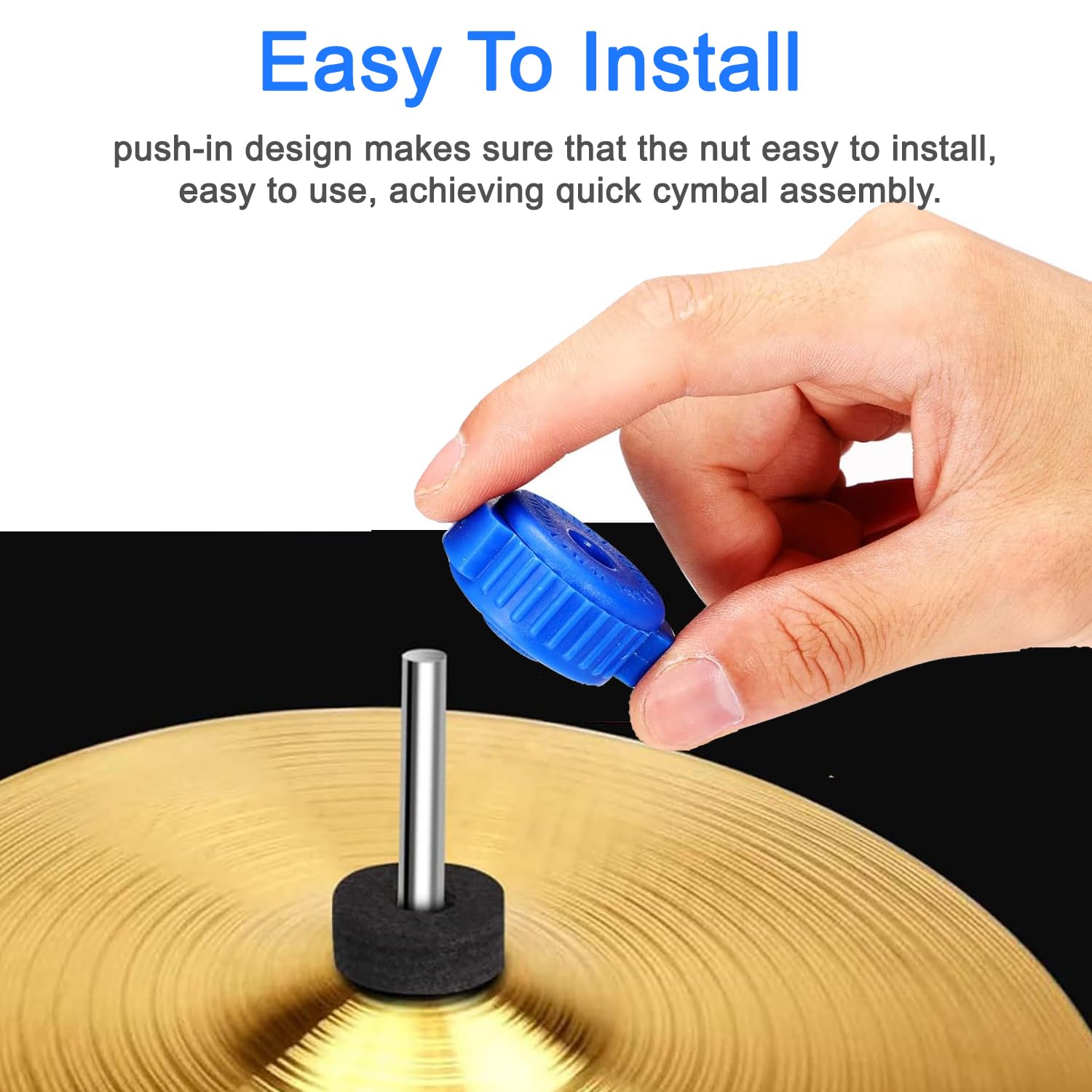 Quick-Set Plastic Drum Cymbal Nuts & Caps - Blue Percussion Hardware Accessories for Drum Kits | Perfect for Live Performances & Studio Recordings