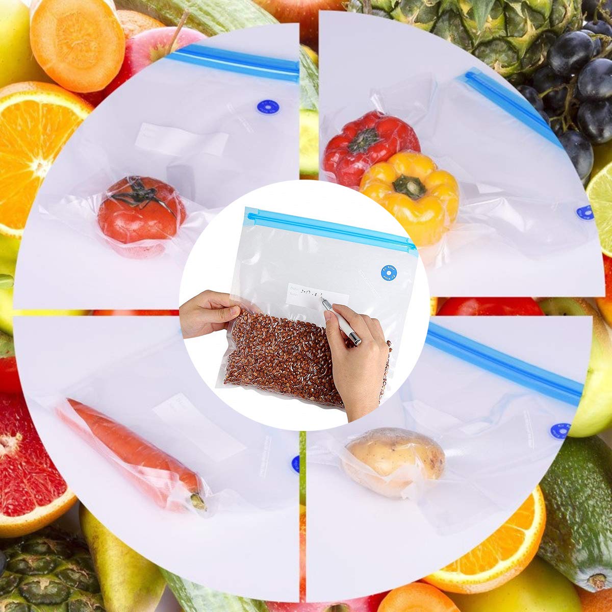 DaMohony Vacuum Sealer Storage Bags - 15 Pack Reusable Food Saver Bags for Sous Vide, Meal Prep & Freezer Storage | BPA Free, 3 Sizes (Small/Medium/Large) | Perfect for Vacuum Sealing Meat, Vegetables & Leftovers