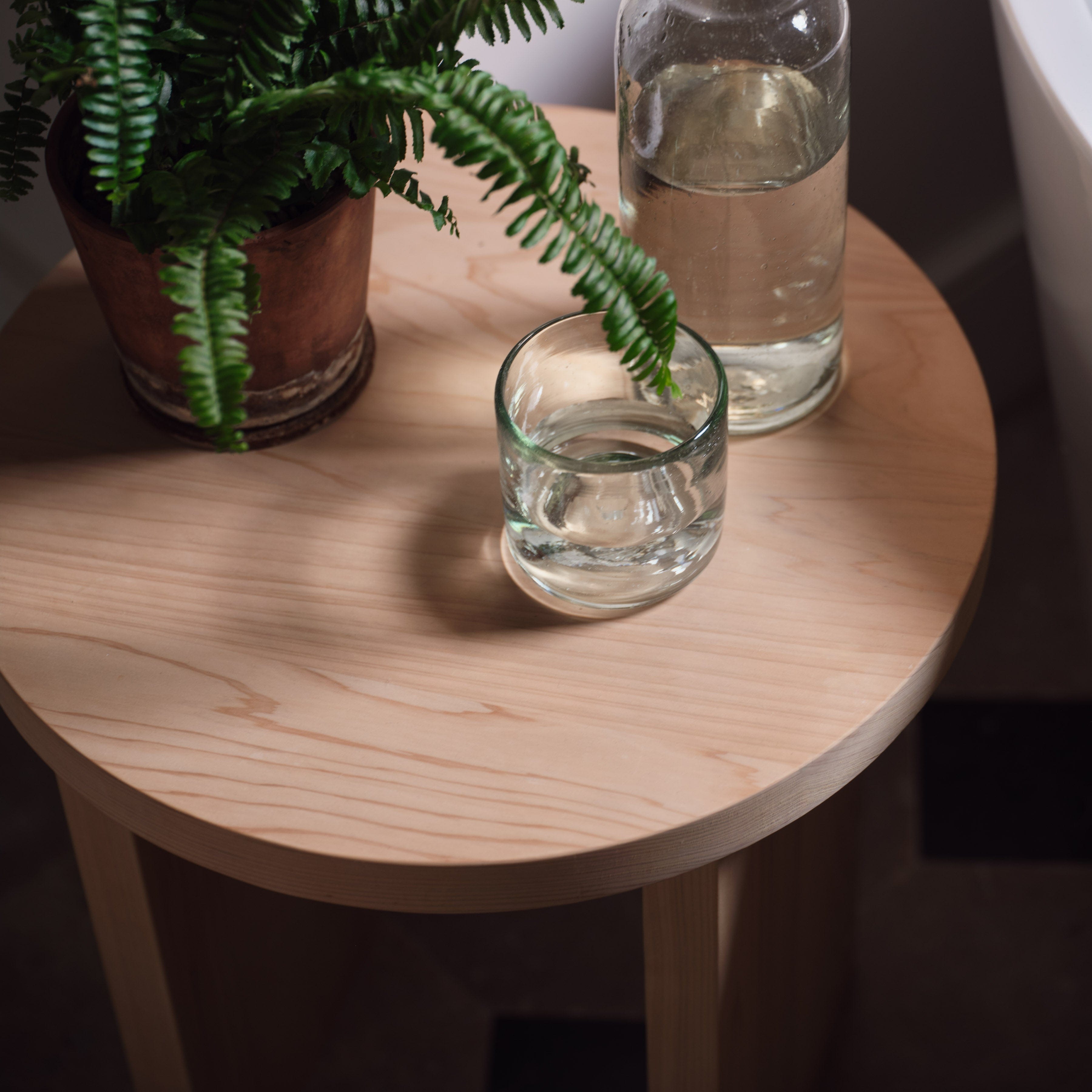 Premium Japanese Hinoki Wood Side Table - Natural Solid Wood Nightstand for Bedroom, Living Room & Patio - Handcrafted Small End Table with Smooth Finish