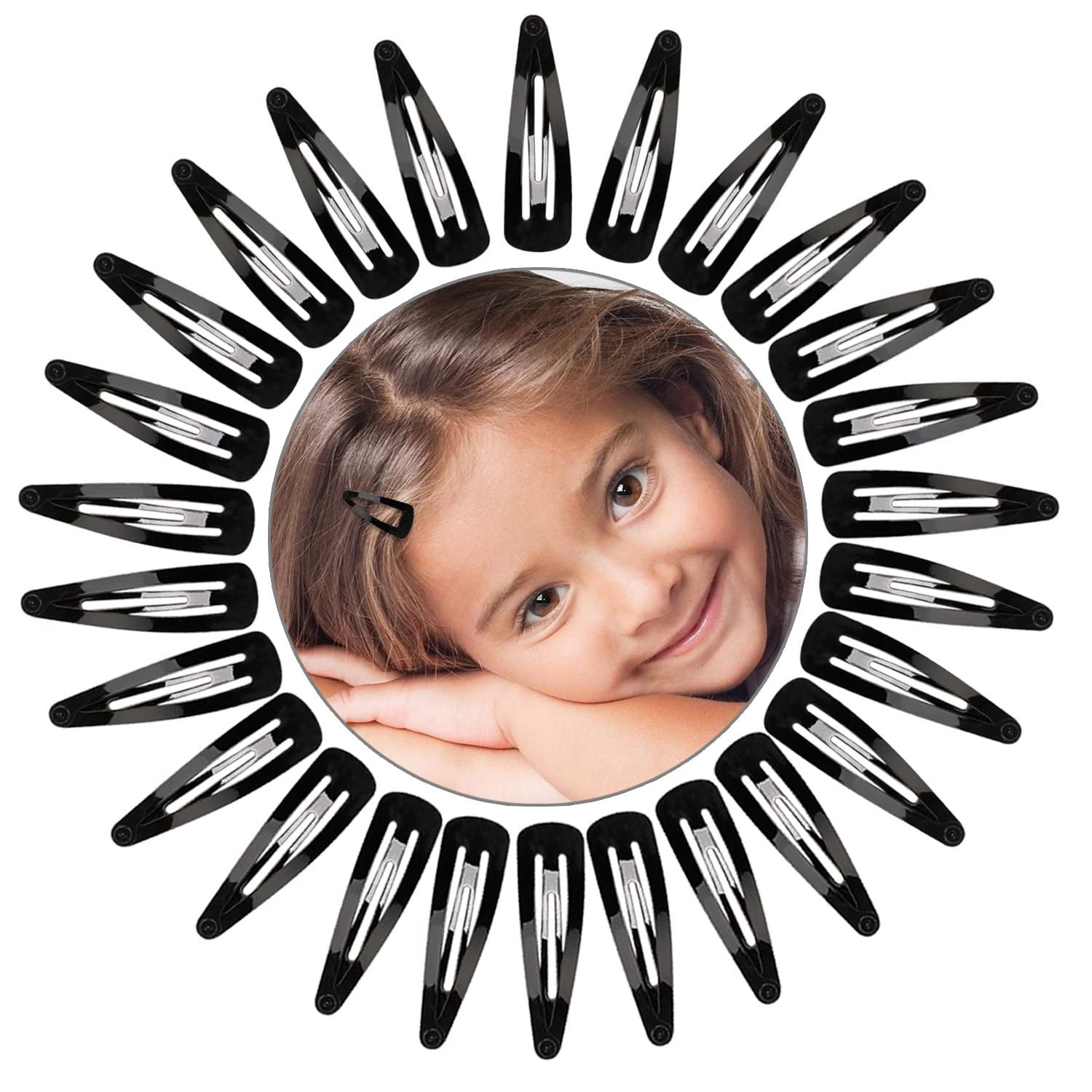 Premium Metal Snap Hair Clips - Double Grip Hairpins & Barrettes for Women & Girls | Non-Slip Reusable Hair Accessories (Black, 6-Pack) | Perfect for School, Work, Parties & Everyday Styling