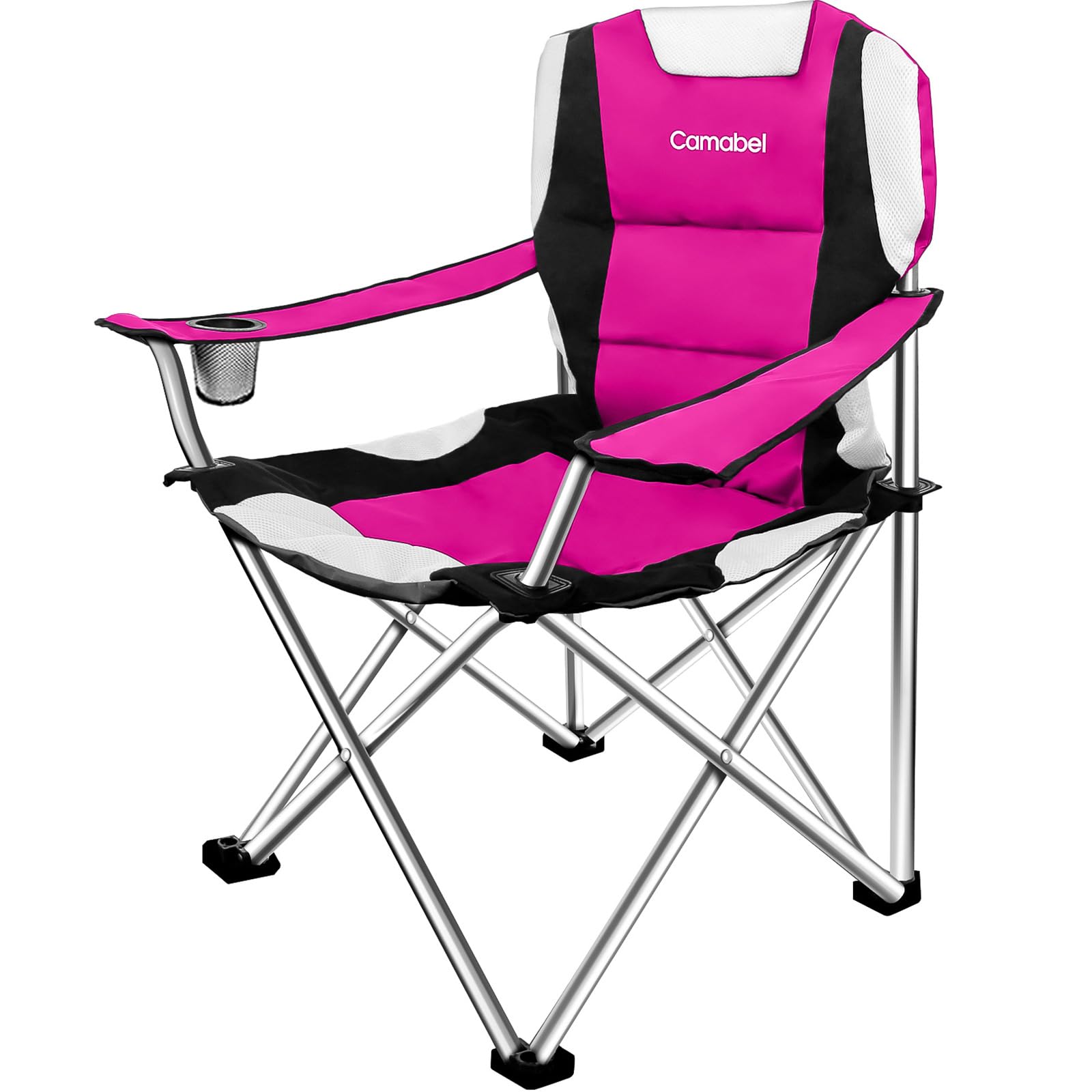 **Camabel 400lbs Oversized Folding Camping Chair - Heavy Duty Portable Collapsible Lawn Chair with Padded Seat & Cup Holder, Lightweight for Beach, Hiking, Fishing, Picnics, Backyard, BBQ, and Outdoor Events (Hanami Pink)**