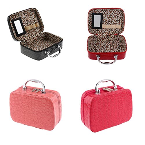 Premium PU Leather Travel Cosmetic Bag - Waterproof Makeup Organizer Case with Multiple Pockets for Toiletries, Jewelry & Accessories (Red) - Ideal for Vacation, Gym, Business Trips & Daily Use
