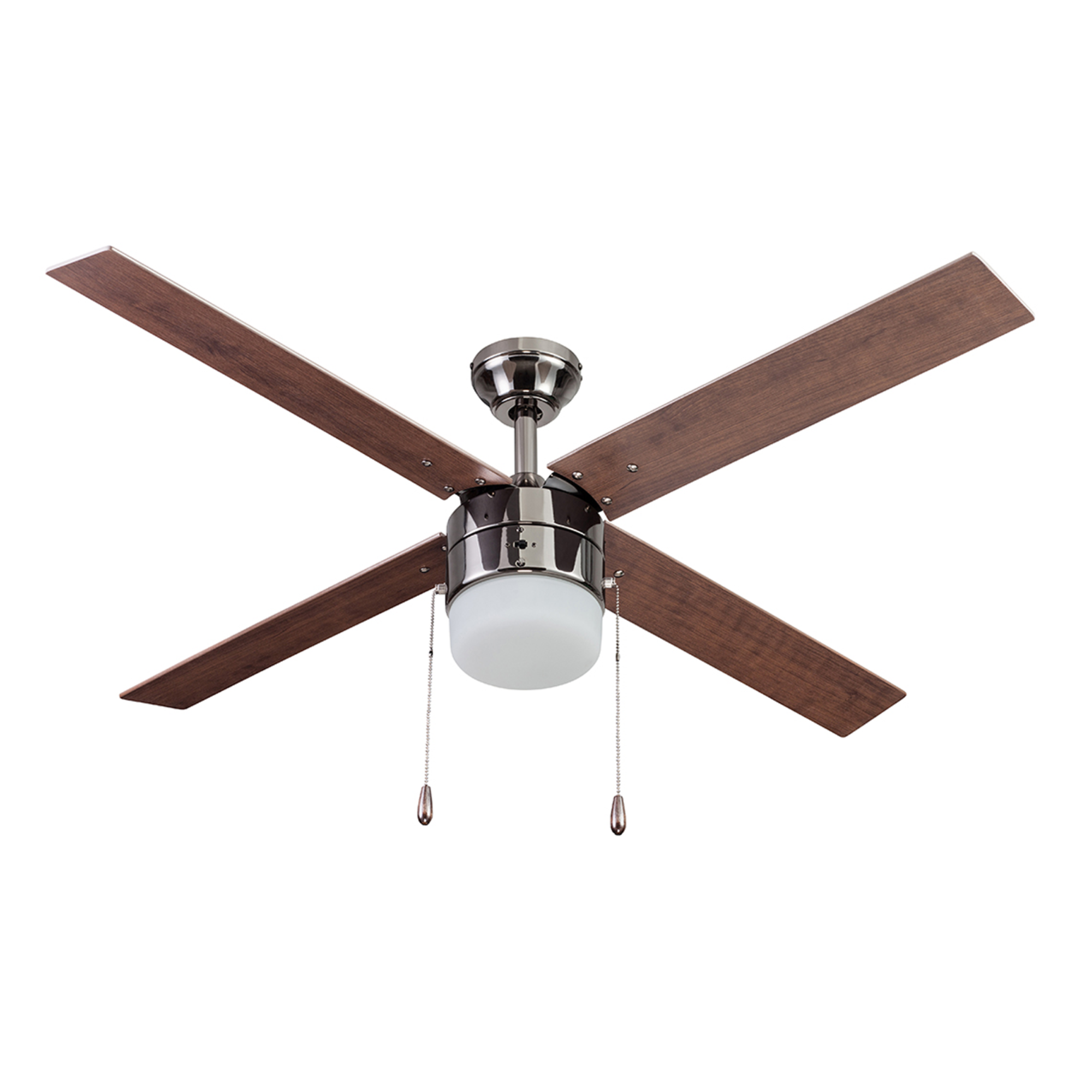 52 Inch Gun Metal Ceiling Fan with Pull Chain - Modern Industrial Style for Living Room, Bedroom, and Office Cooling