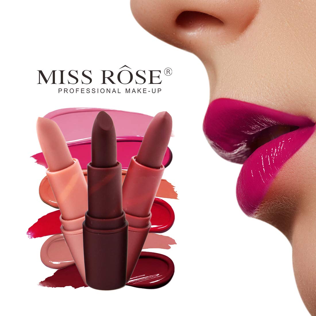 Miss Rose Long Lasting Matte Lipstick - Vibrant Red Shade, 3.4g | Perfect for Date Night, Parties & Everyday Wear