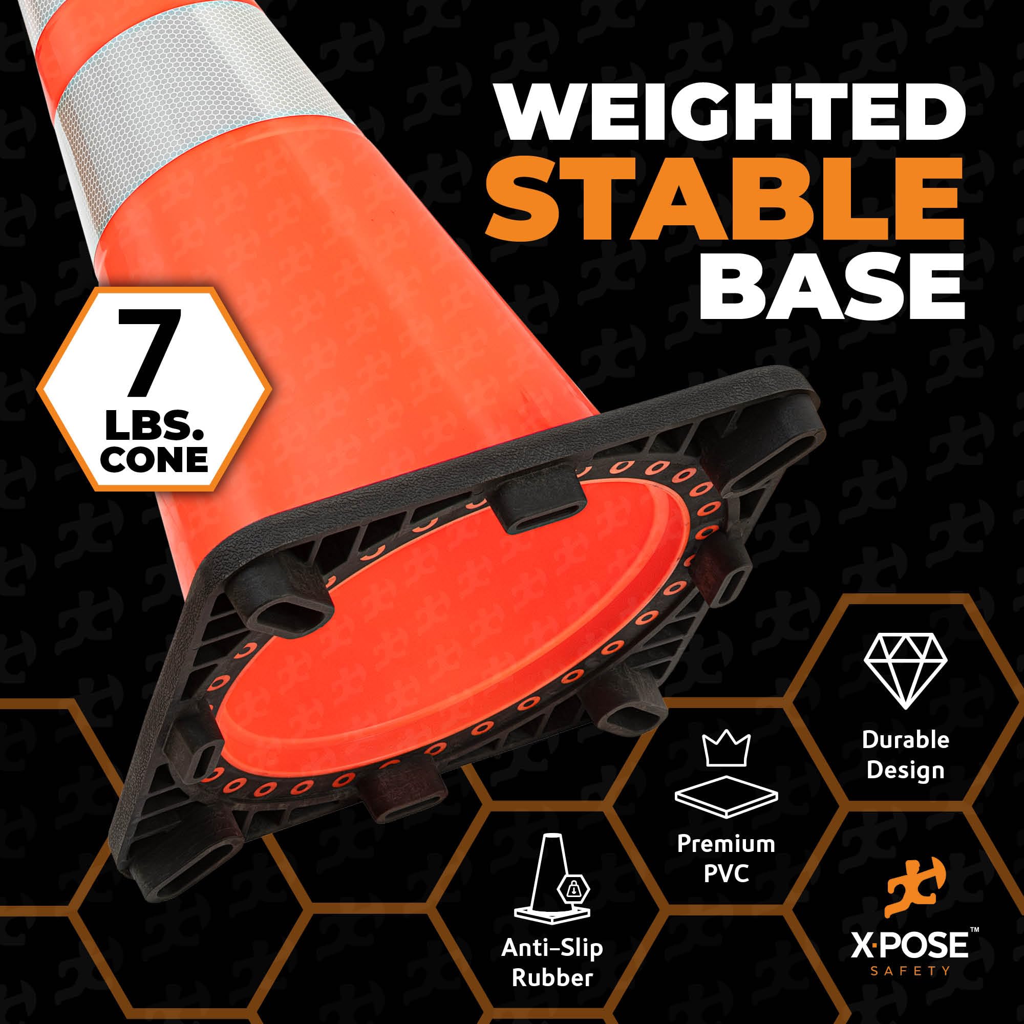 Xpose Safety 28 Inch Orange Traffic Cones with 6