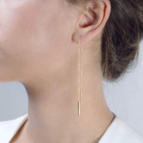 Elegant Jewelry Box - 9K, 14K & 18K Solid Gold Women's Threader Chain Earrings | Dangle Drop Earrings for Women | Unique Birthday Gift for Her | Perfect for Parties, Weddings & Special Occasions