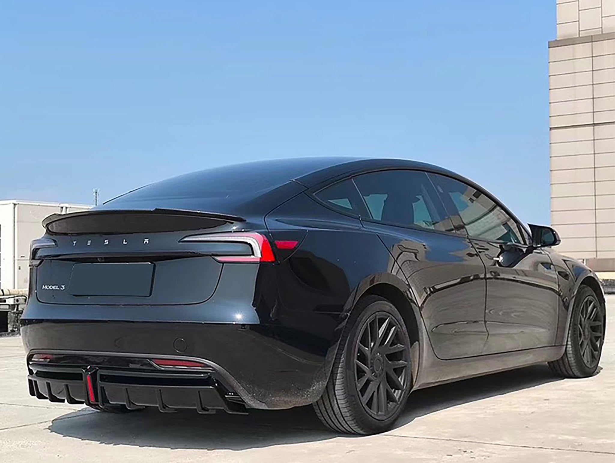 Tesla Model 3 Highland Rear Bumper Diffuser with LED Brake Light - Compatible with 2024+ Models | Performance Upgrade & Stylish Enhancement for Night Driving & Car Shows