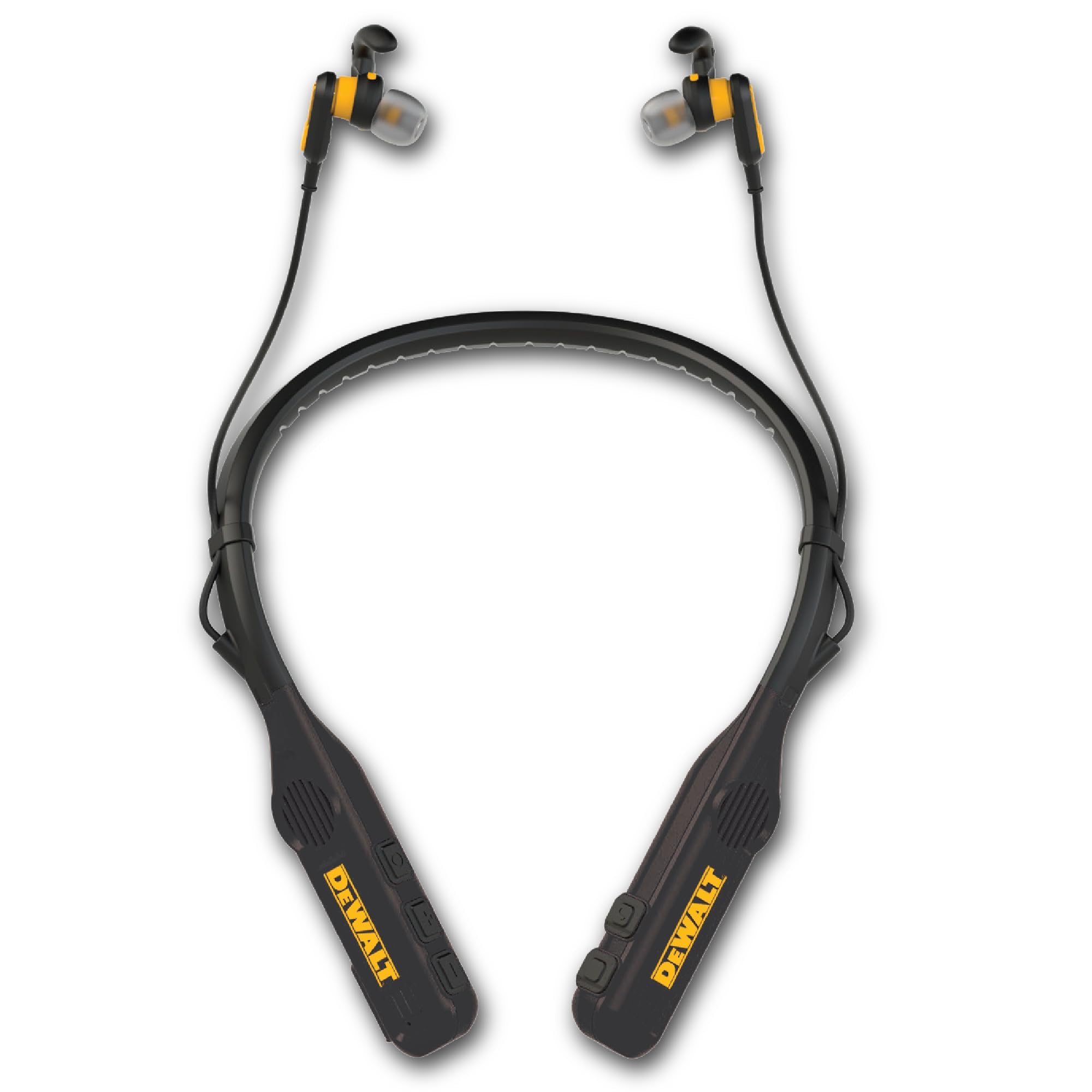 DEWALT 2-in-1 Wireless Bluetooth Headphones with Built-in Speakers, 60+ Hours Battery Life, Hands-Free Music & Calls, Jobsite Wearable Speaker & Neckband Headset, Ideal for Construction Sites and Outdoor Activities (Black)