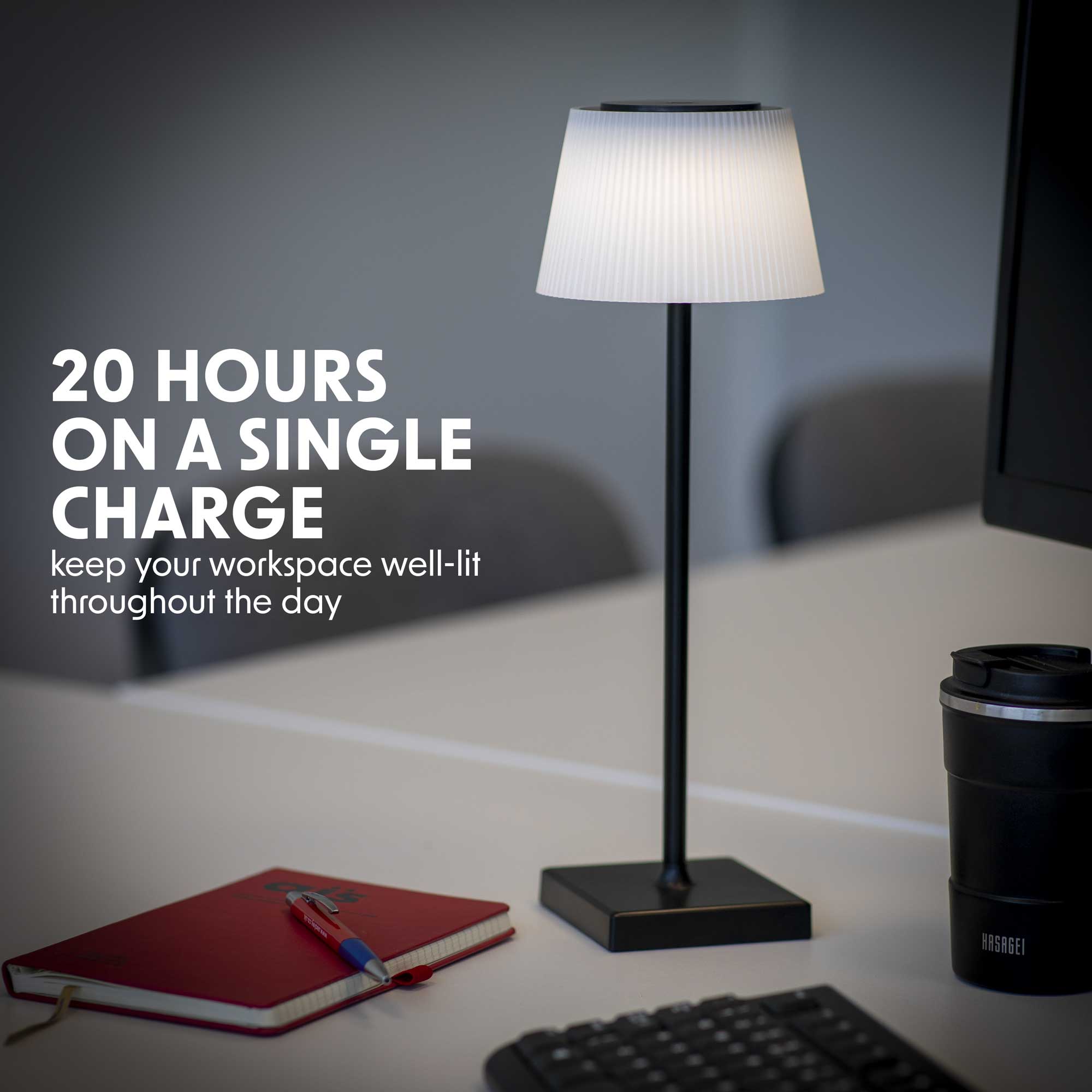 Rechargeable LED Table Lamp with RGB Color Changing - Portable Desk Light for Home, Office, Restaurant - Black (Model DH212) - Perfect for Bedroom Nightstand, Study Room, and Cafe Ambiance Lighting