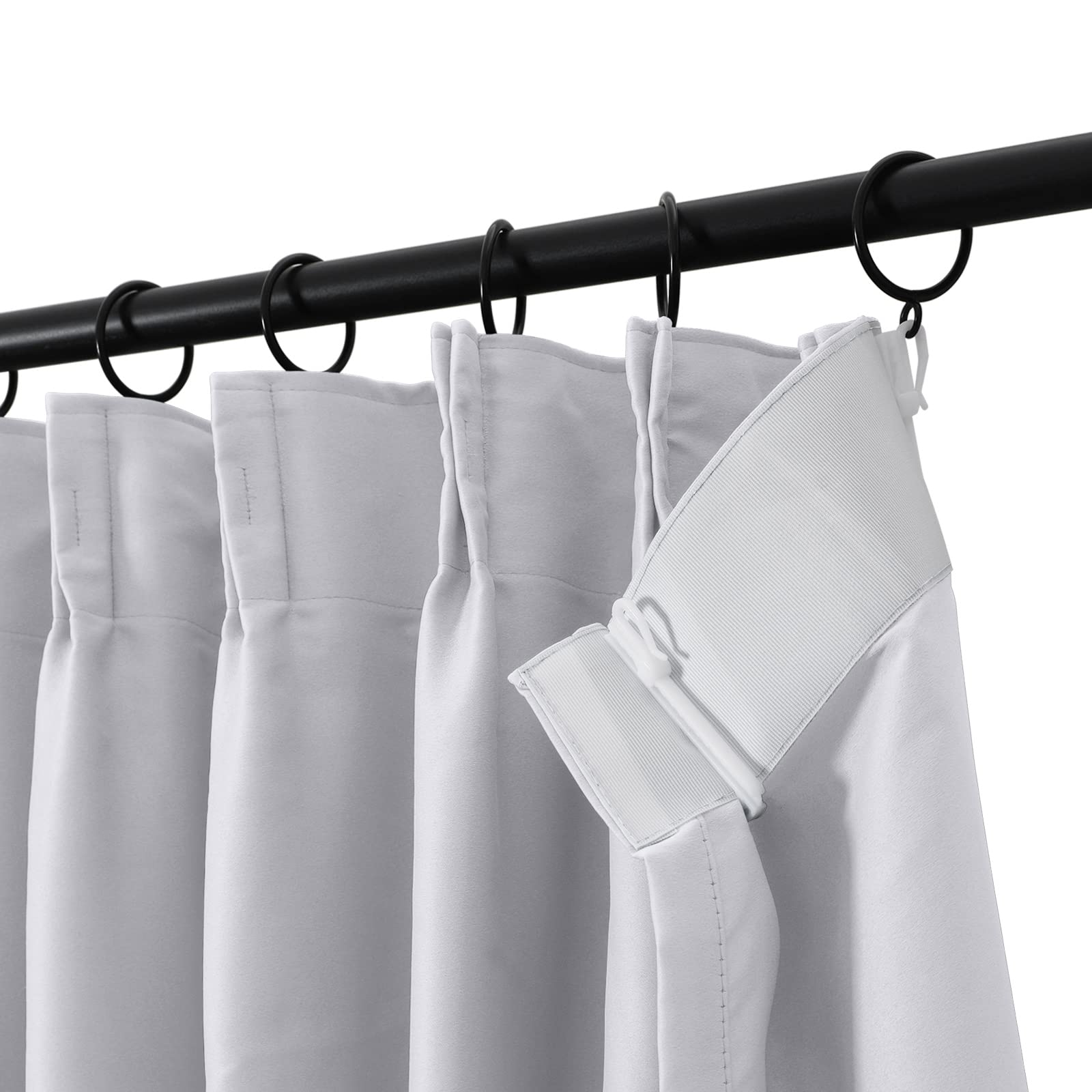 TWOPAGES Grey White Pinch Pleated Blackout Thermal Insulated Curtains - 26