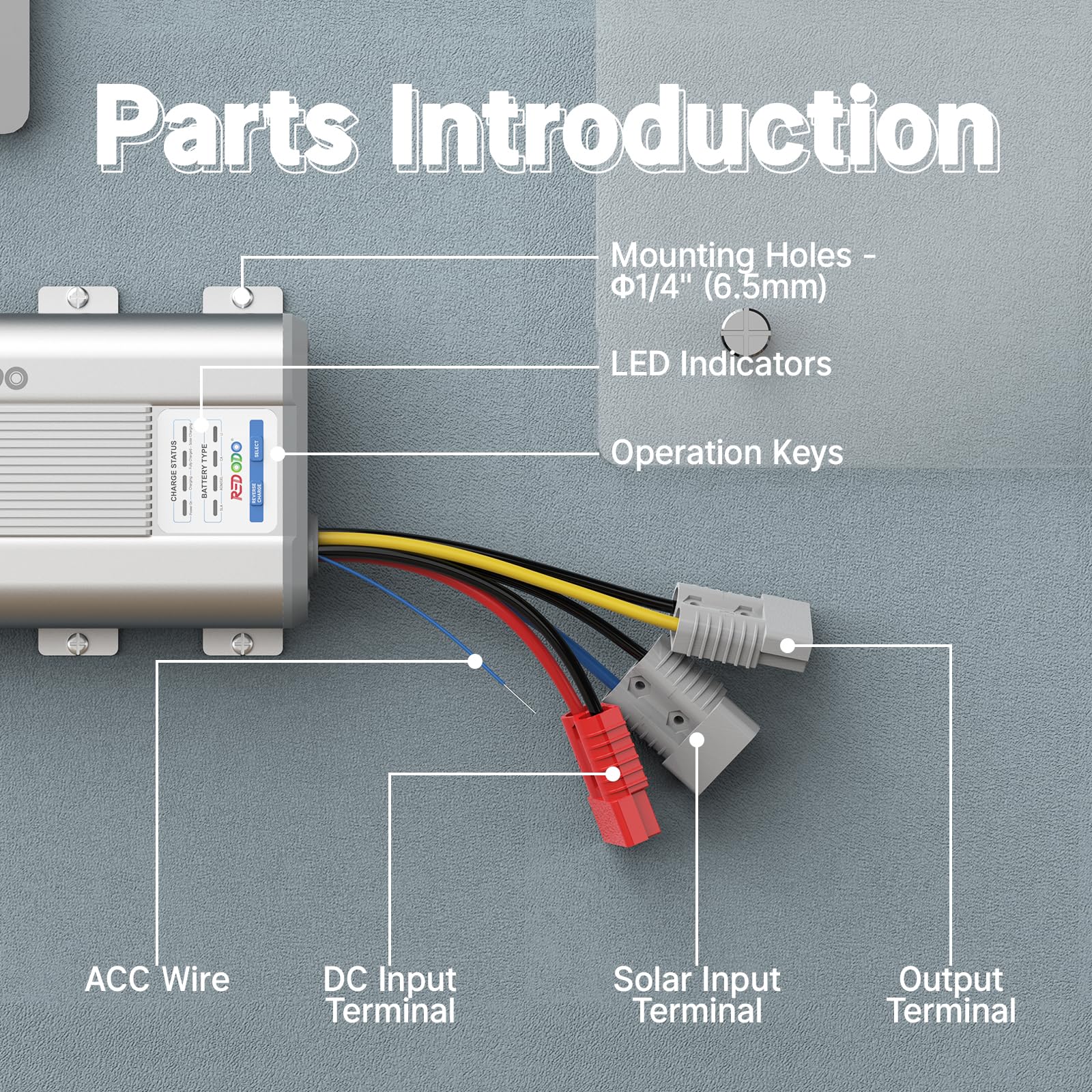 Redodo 12V 40A DC to DC Battery Charger with MPPT - On-Board Charger for AGM, Gel, SLA & Lithium Batteries - Dual Input Charger with LED Indicators & Anderson Connector - Perfect for RV, Camper, Van, Vehicle & Marine Applications - Charge Batteries While Driving or Boating