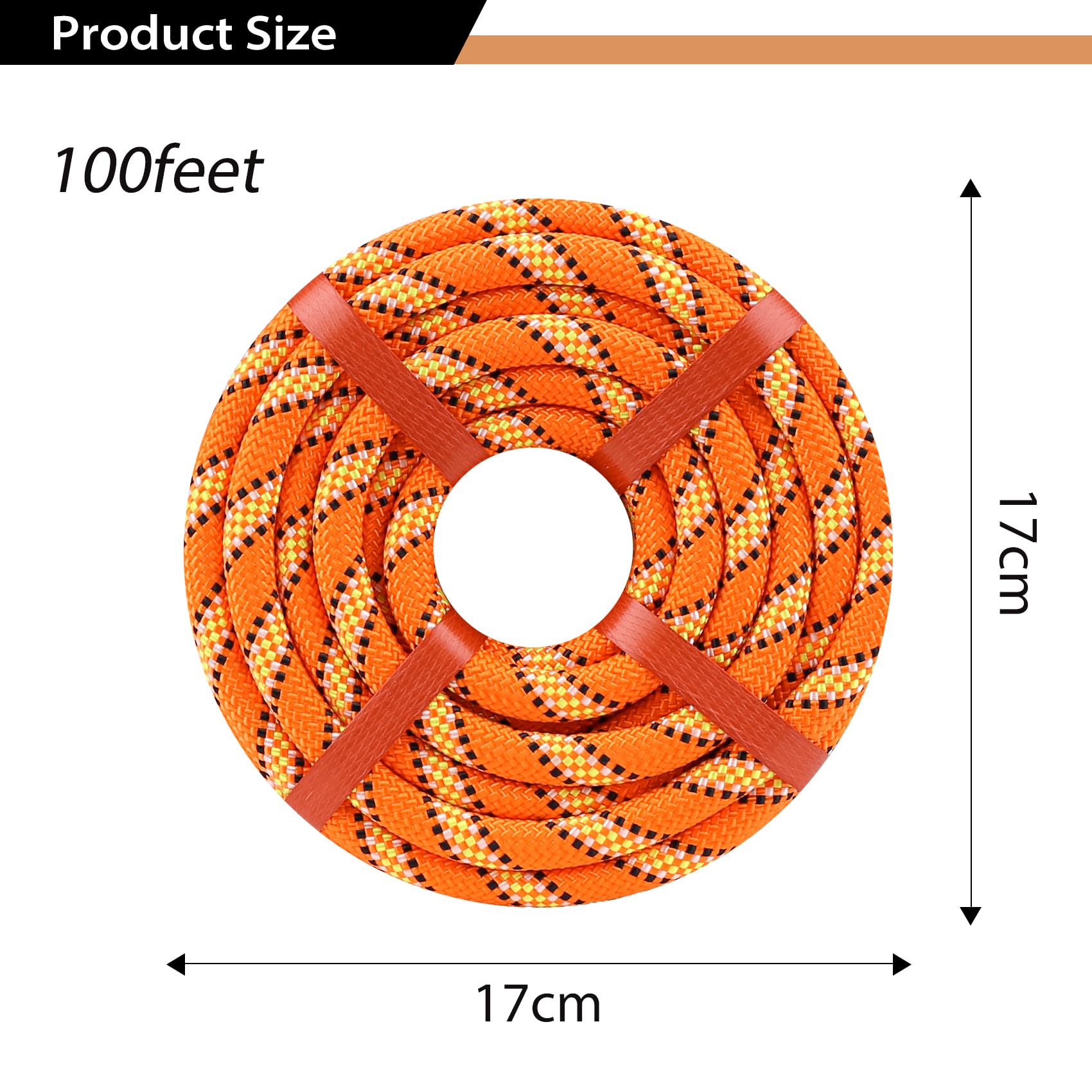 48 Strand Double Braid Arborist Rope - 1/2 Inch x 100 Feet Orange Polyester Rigging Rope for Tree Climbing, Swing, Sailing & Outdoor Activities | Perfect for Professional Arborists, Backyard Swings & Marine Use