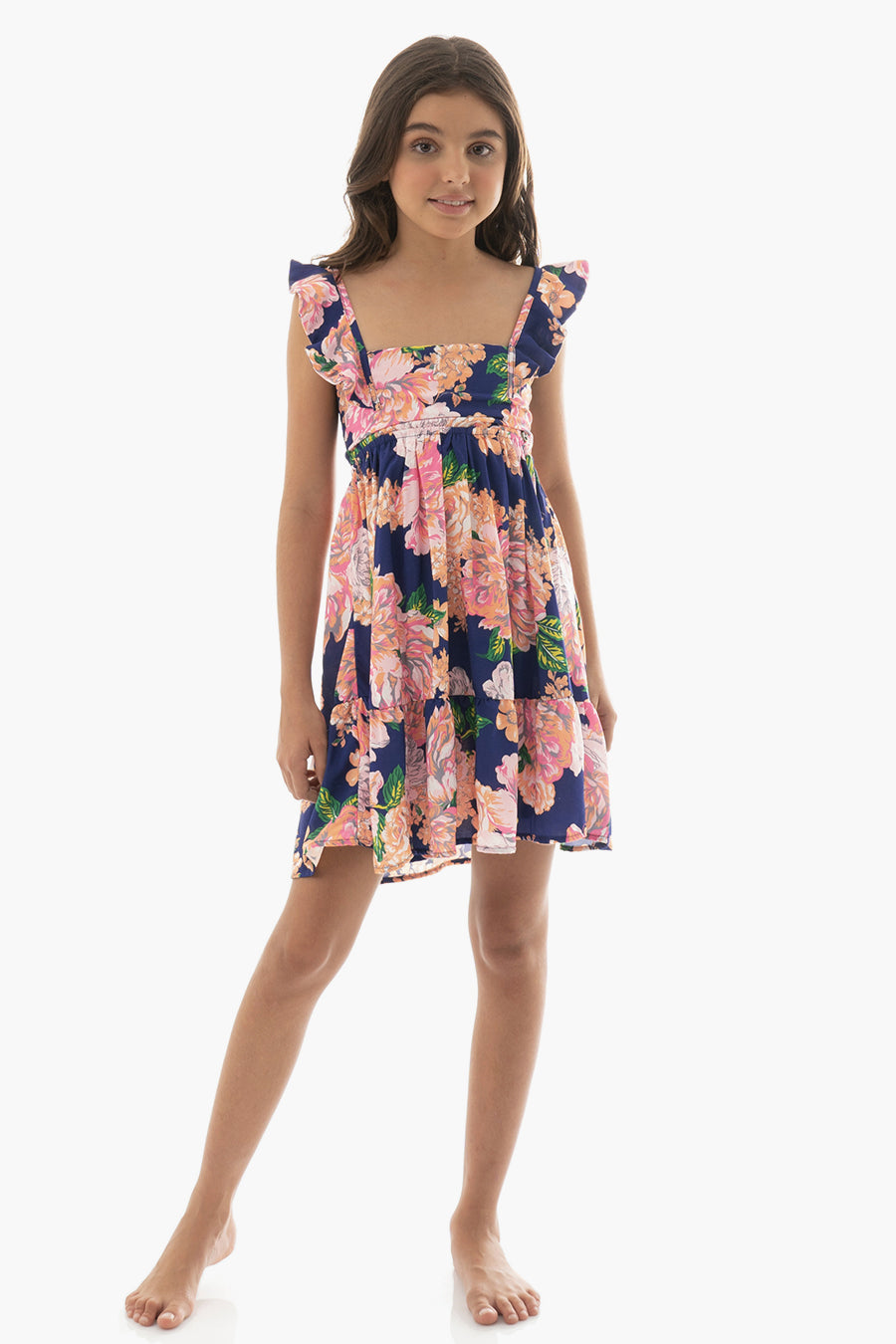 Maaji Peony Floral Print Girls Dress - Cute & Comfortable Summer Outfit for Kids, Beach & Party Wear