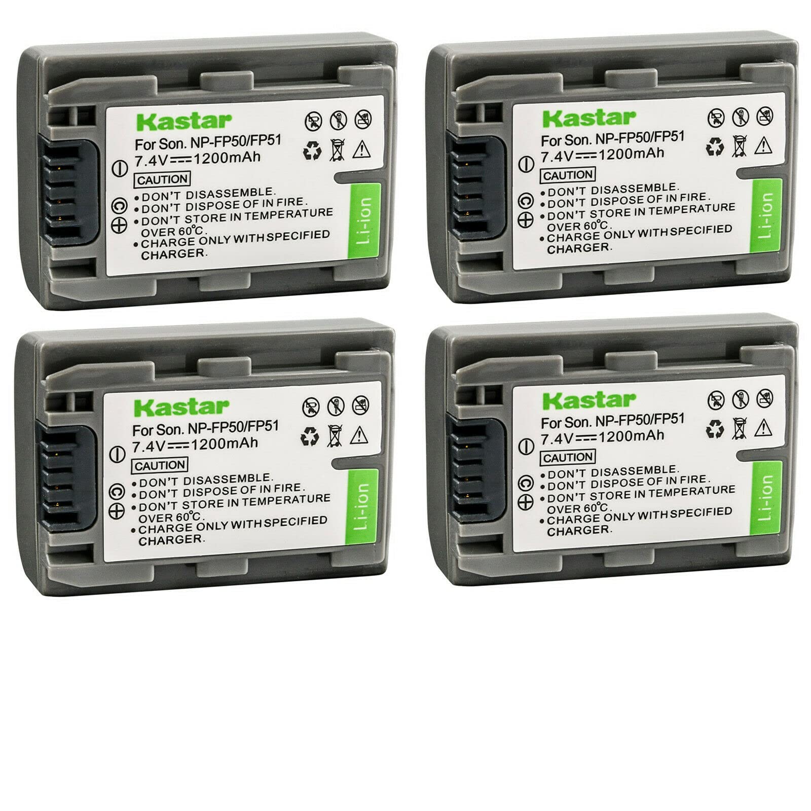 Kastar 4-Pack NP-FP50 NP-FP51 Replacement Battery for Sony DCR-HC Series Camcorders (HC21-HC39) - Compatible with Sony Handycam, Perfect for Travel, Vlogging & Home Videos
