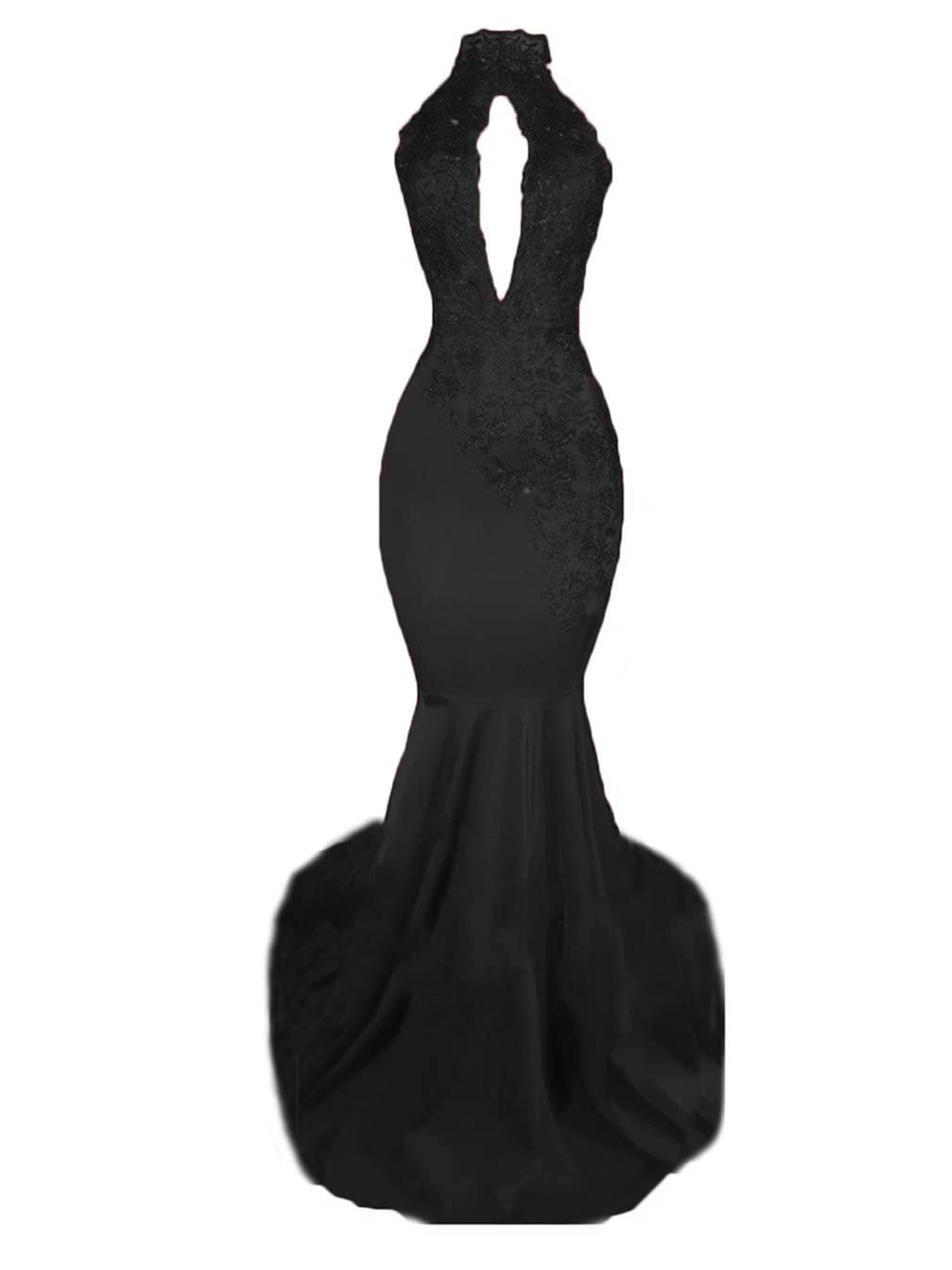 Elegant High Neck Mermaid Prom Dress with Beaded Appliques & Lace - Backless Long Evening Gown for Women | Perfect for Homecoming, Formal Parties & Special Occasions