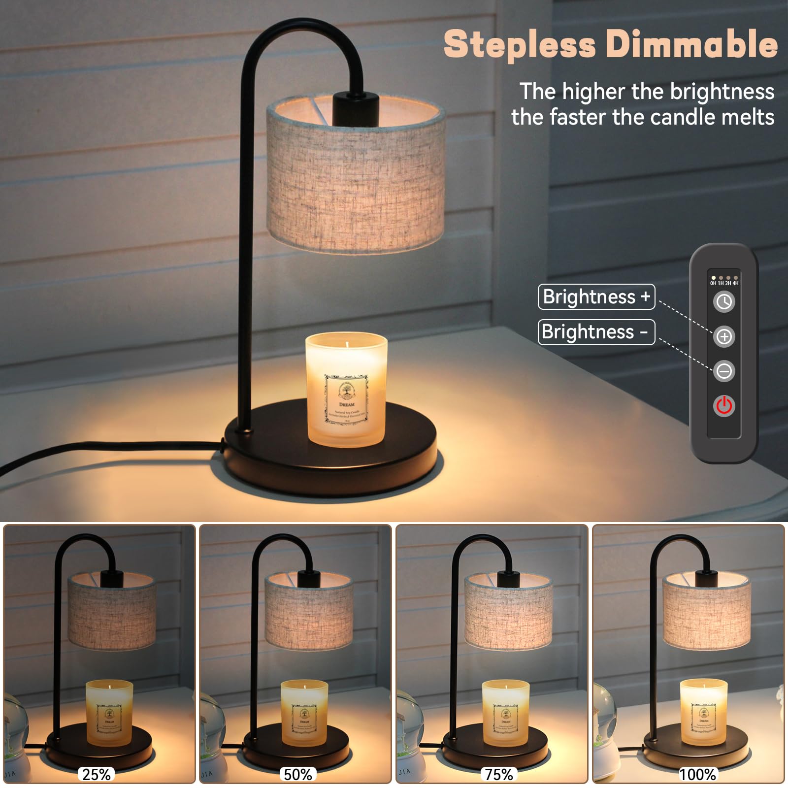 Dimmable Candle Warmer Lamp with Timer - Wax Melter for Home Decor, Birthday & Housewarming Gifts - Includes Replacement Bulbs - Compatible with All Candle Sizes - Perfect for Bedroom, Living Room & Relaxation - Linen Scent