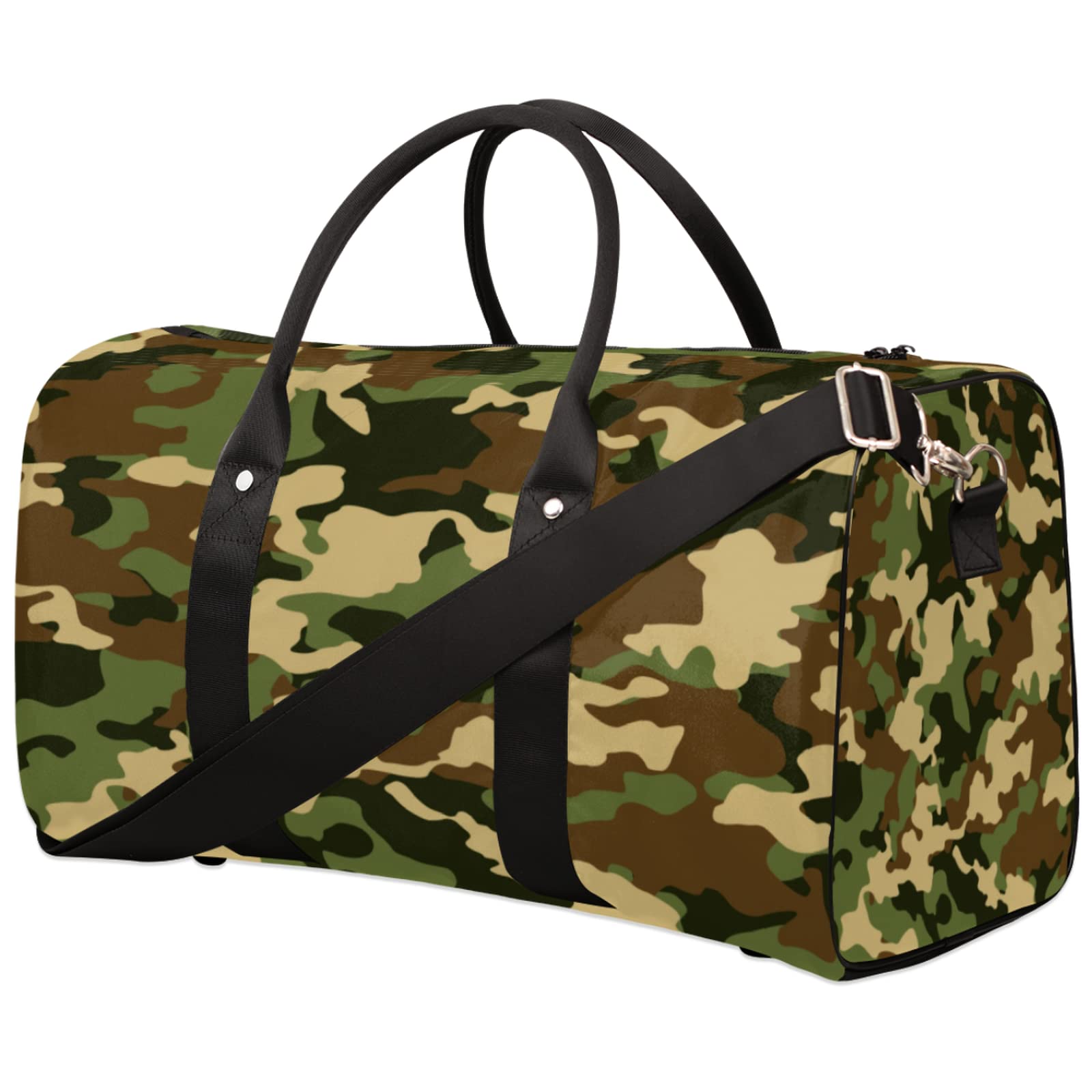Military Camouflage Travel Duffel Bag - Waterproof Camo Gym Bag for Men & Women, Durable Sports Weekender Overnight Carry On Tote - Perfect for Camping, Hiking, Gym & Travel Adventures