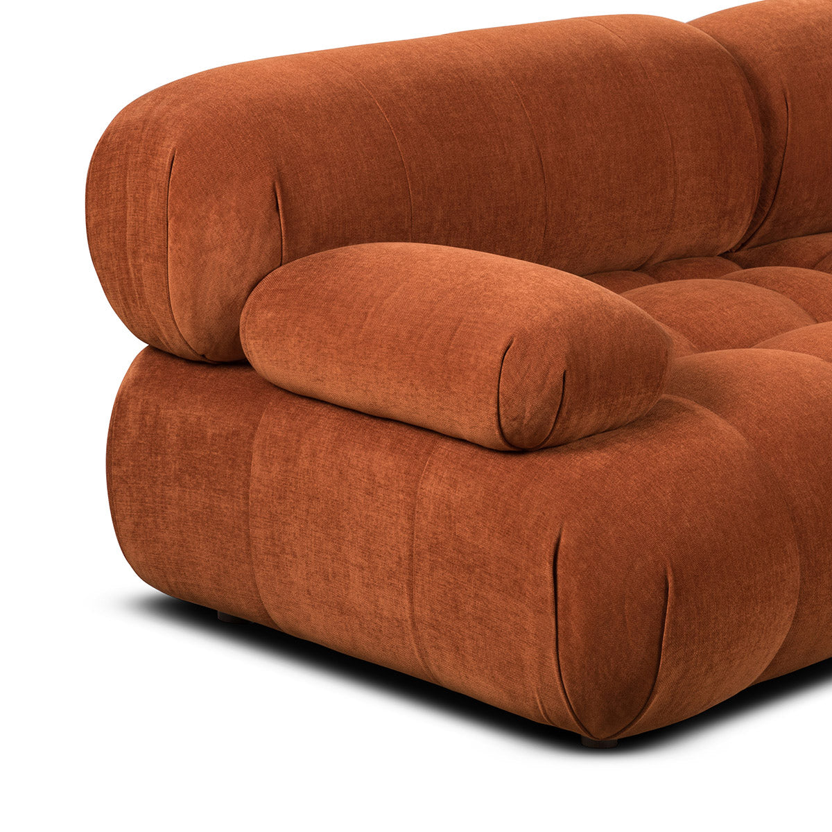 Bowie Textured Velvet Sofa - Modern 3-Seater Loveseat in Terracotta | Soft Fabric Couch for Living Room, Lounge & Apartment Decor