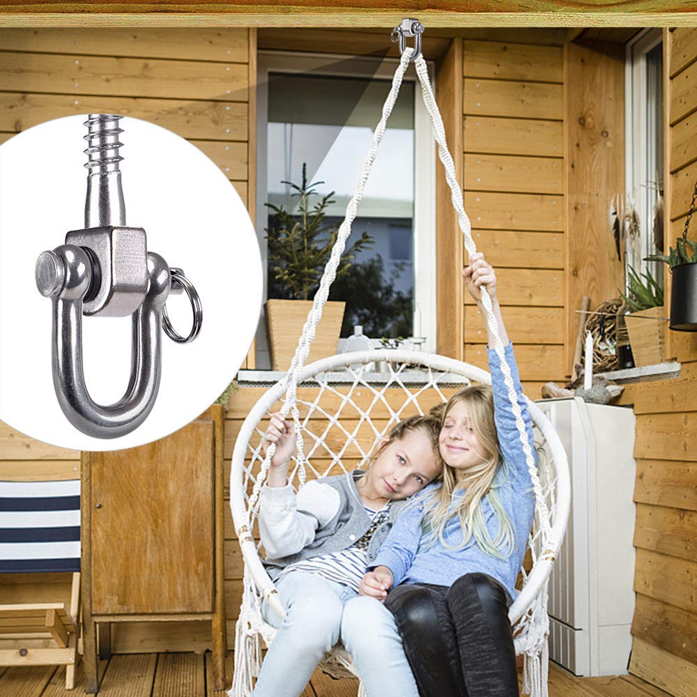 SELEWARE 2 Pack Heavy Duty Stainless Steel Swing Hangers - Universal Swing Set Hooks for Porch Swings, Hammock Chairs, Heavy Bags, Yoga Silk & Gymnastics Rings - Perfect for Backyard, Gym & Outdoor Activities