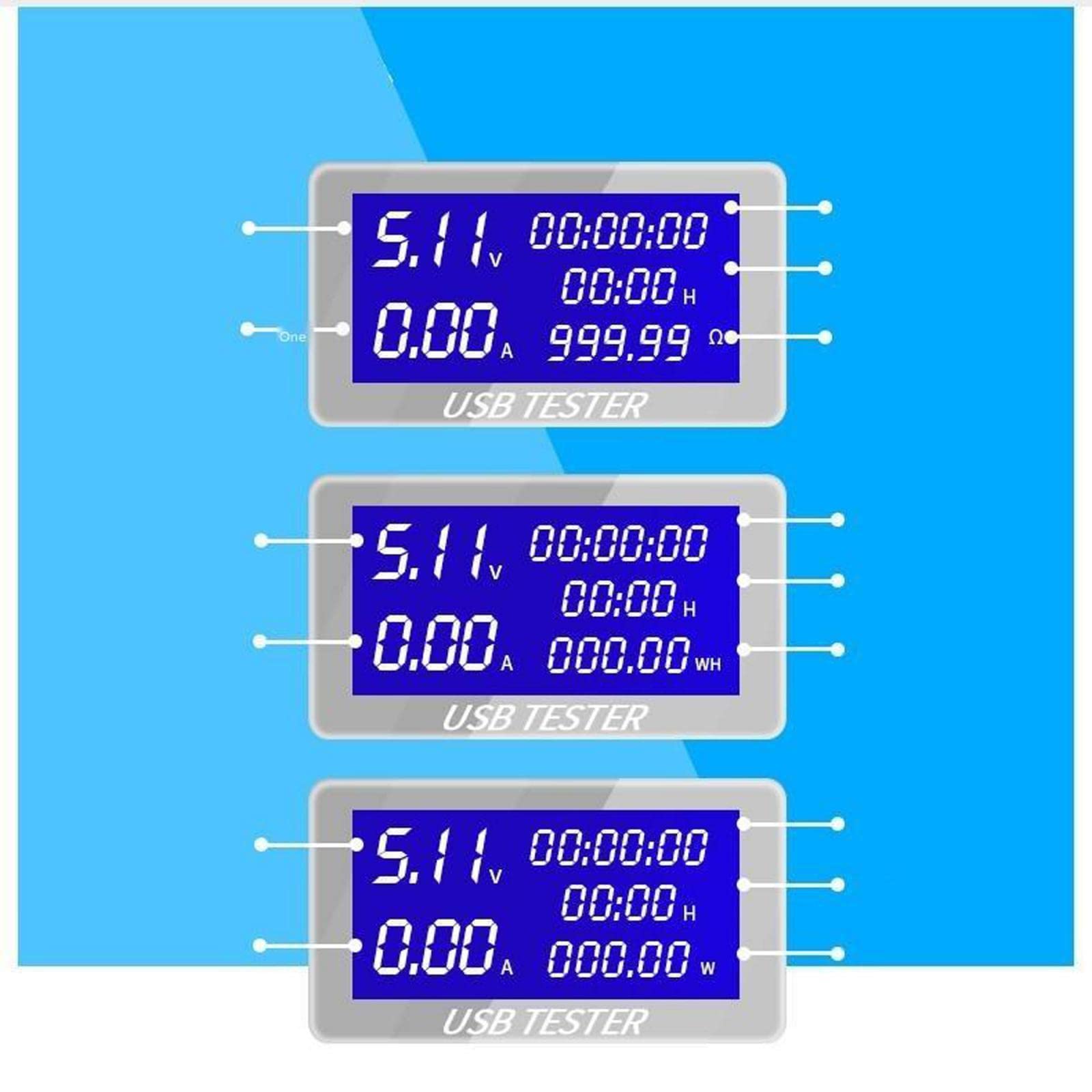 MERISHOPP® 3-in-1 USB Voltage Current Tester - Digital Voltmeter Ammeter Power Meter for USB Ports (Black) | Measure Voltage, Current & Power | Perfect for Chargers, Power Banks & Electronic Devices Testing
