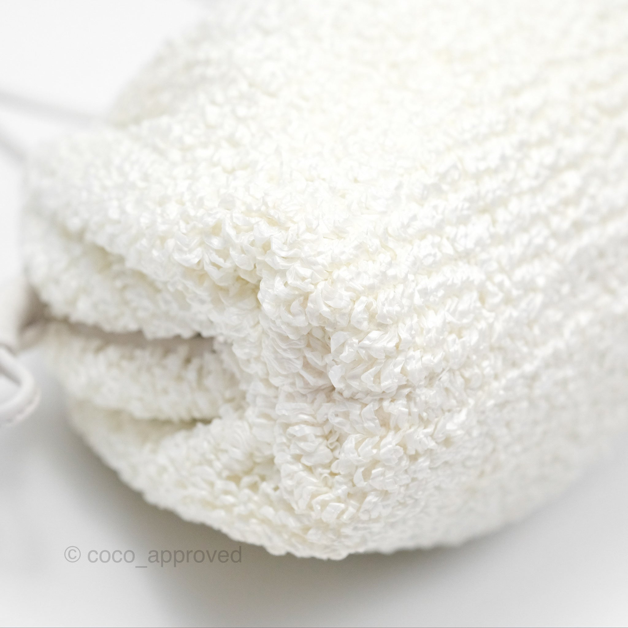 Bottega Veneta Mini Pouch Boucle Raffia Bag in White - Perfect for Summer Outings & Beach Vacations