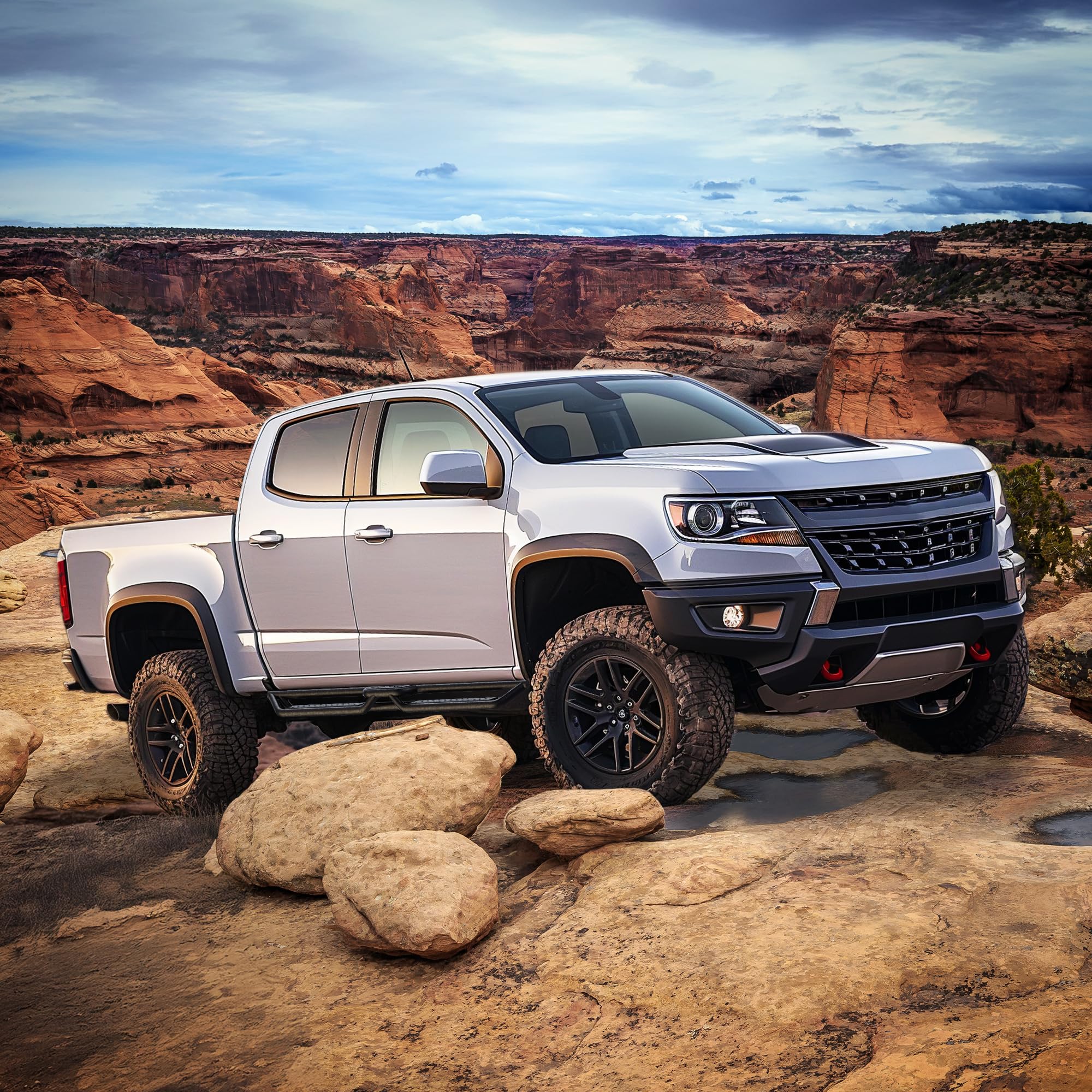 Heavy Duty Running Boards for 2019-2025 Chevy Silverado & GMC Sierra Crew Cab (1500/2500HD/3500HD) - 2-Step Side Nerf Bars with Carbon Steel Construction | Off-Road Protection & Easy Truck Access
