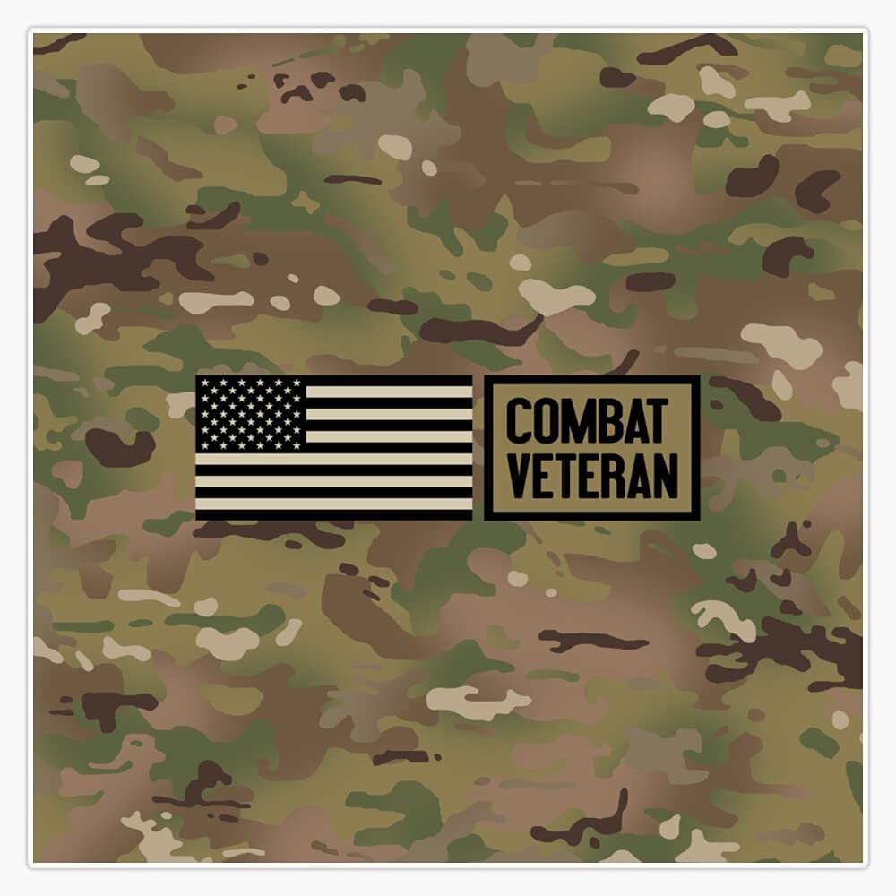 Combat Veteran Camo Vinyl Sticker - Waterproof Decal for Laptop, Wall, Window & Bumper - 5 Inch Military Sticker - Perfect for Cars, Laptops, Helmets & Outdoor Gear