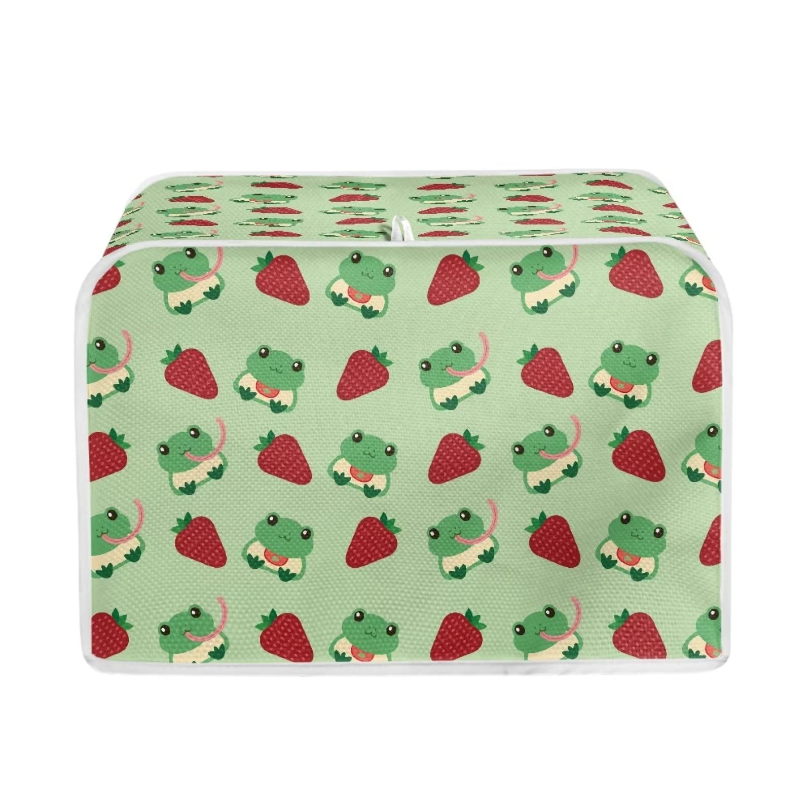 AFPANQZ Cute Frog & Strawberry Toaster Cover - Dustproof, Anti-Scratch Kitchen Appliance Protector for 2-Slice Toasters & Bread Makers - Perfect for Home, Dorm & Office Kitchen Decor