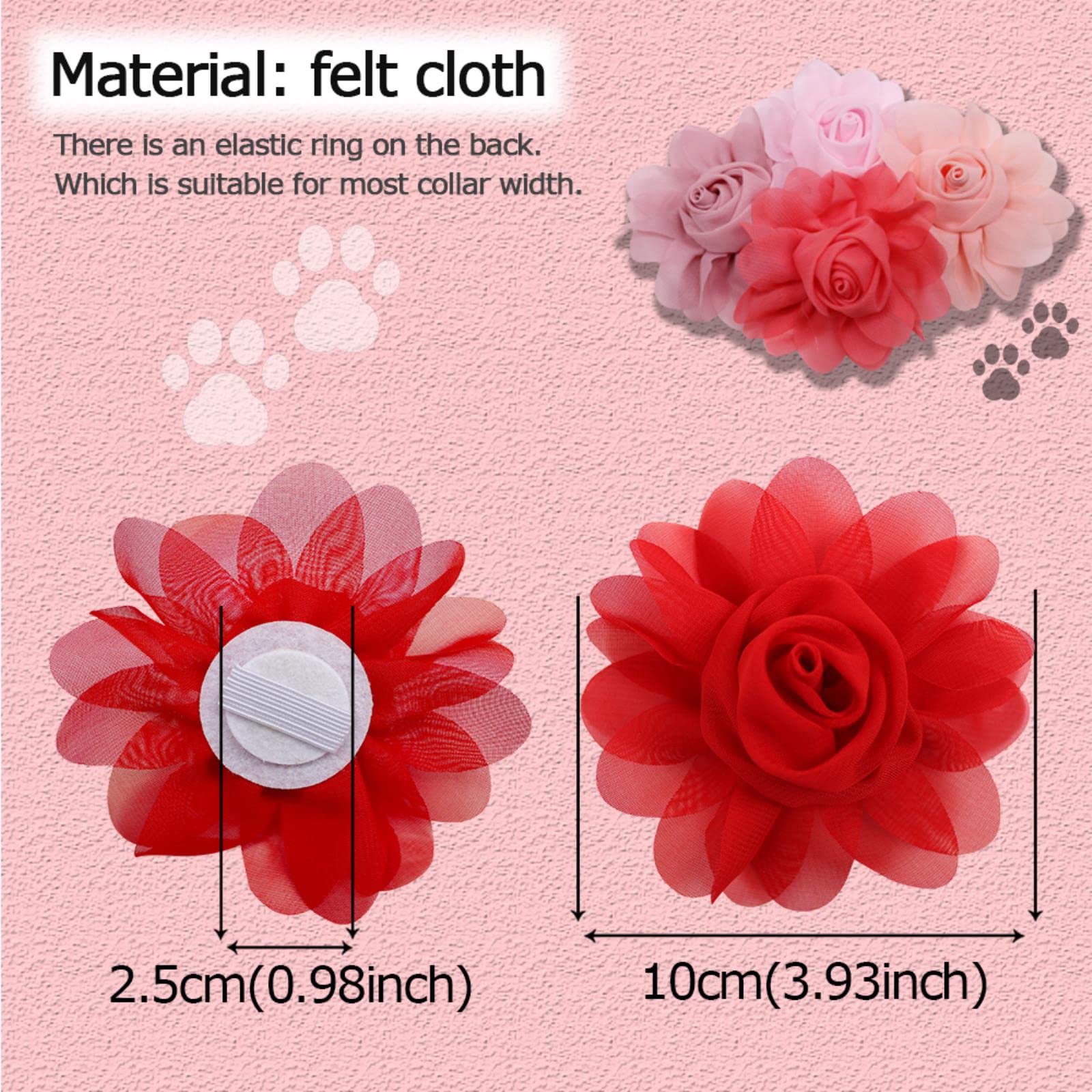 50px Big Flower Dog Collar - Adjustable Bow Tie Pet Accessories for Small Dogs, Perfect for Weddings, Parties & Photo Shoots