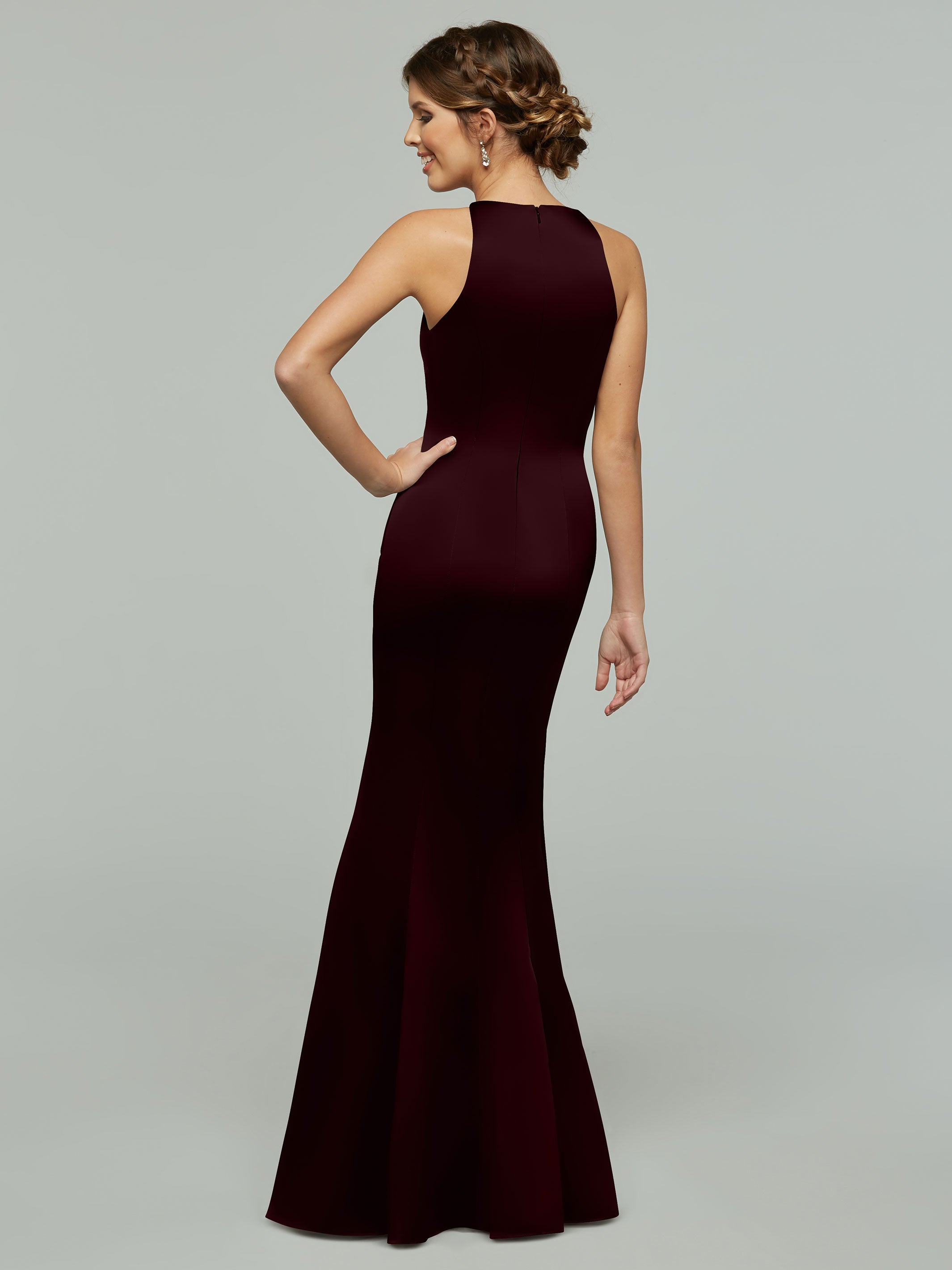 Elegant Mermaid Satin Bridesmaid Dress with Halter Neckline - Perfect for Weddings, Prom & Formal Events - Style #80071