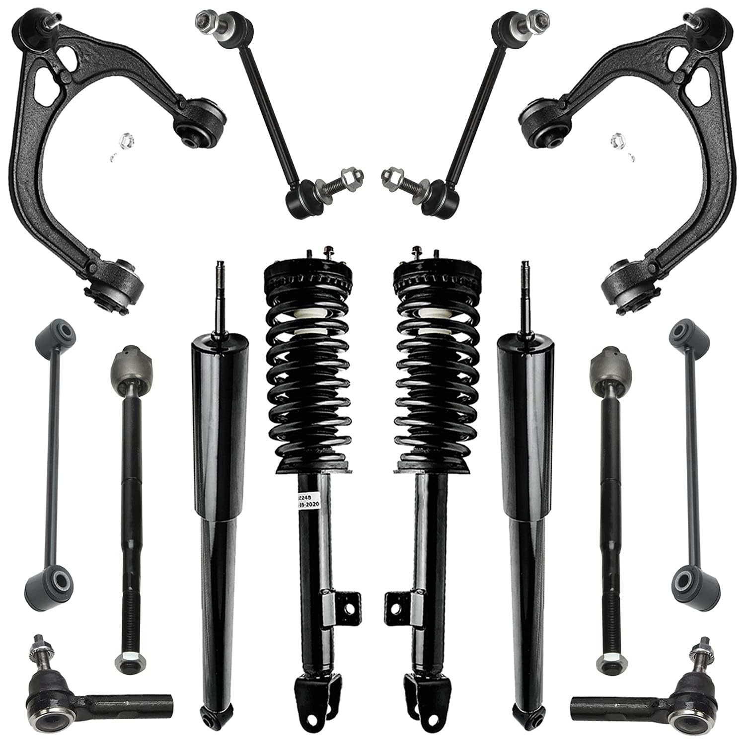 Detroit Axle 14-Piece Front End Suspension Kit for Chrysler 300, Dodge Magnum & Charger - Struts, Coil Springs, Upper Control Arms with Ball Joints, Tie Rods, Front & Rear Sway Bars, Rear Shock Absorbers - Complete Replacement Kit for Smooth Ride & Enhanced Handling