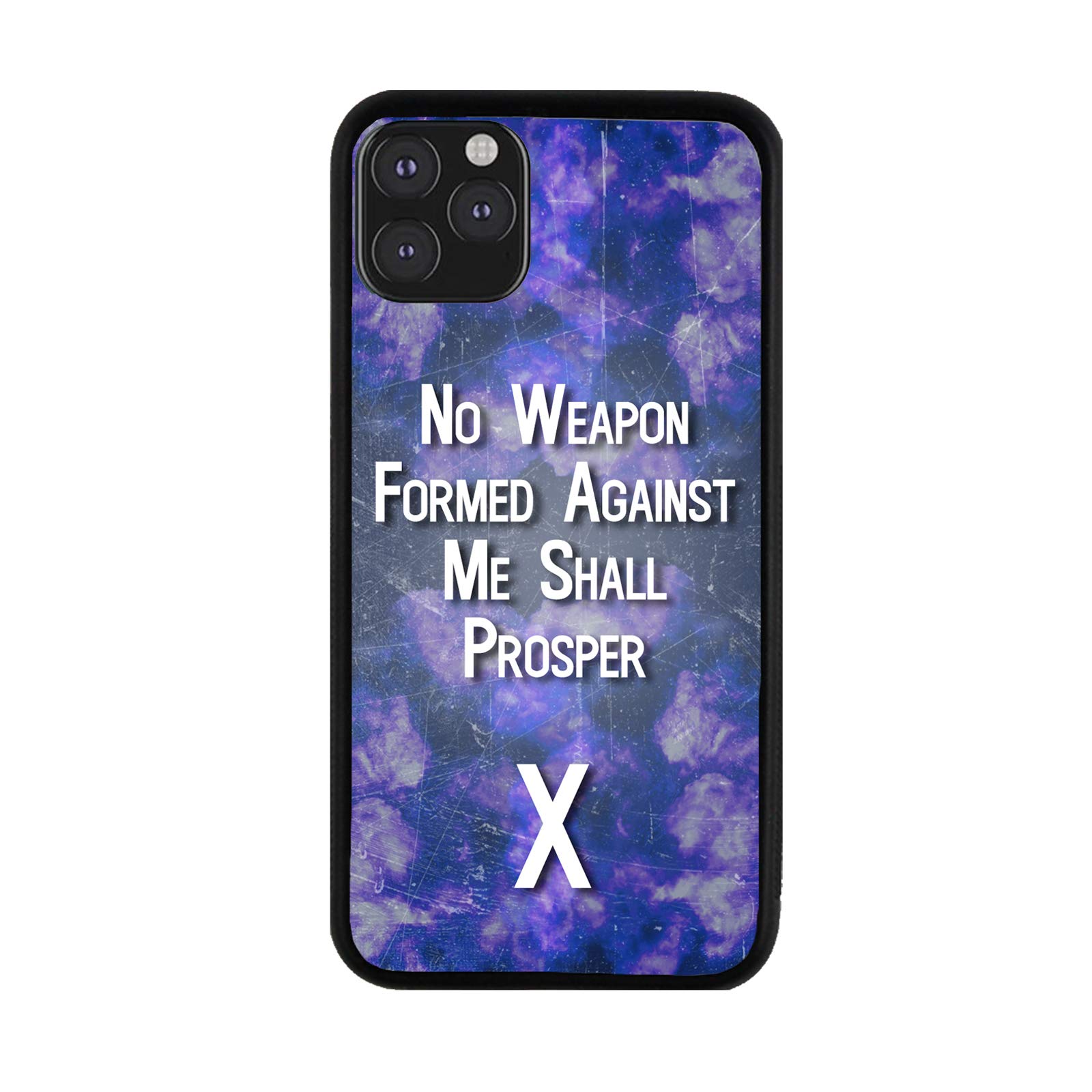 Bleu Reign Retro Bible Verse Phone Case for iPhone 5 to 16 - 'No Weapon Formed Against Me Shall Prosper' Christian Protective Cover - Perfect for Church, Daily Use & Gift Giving